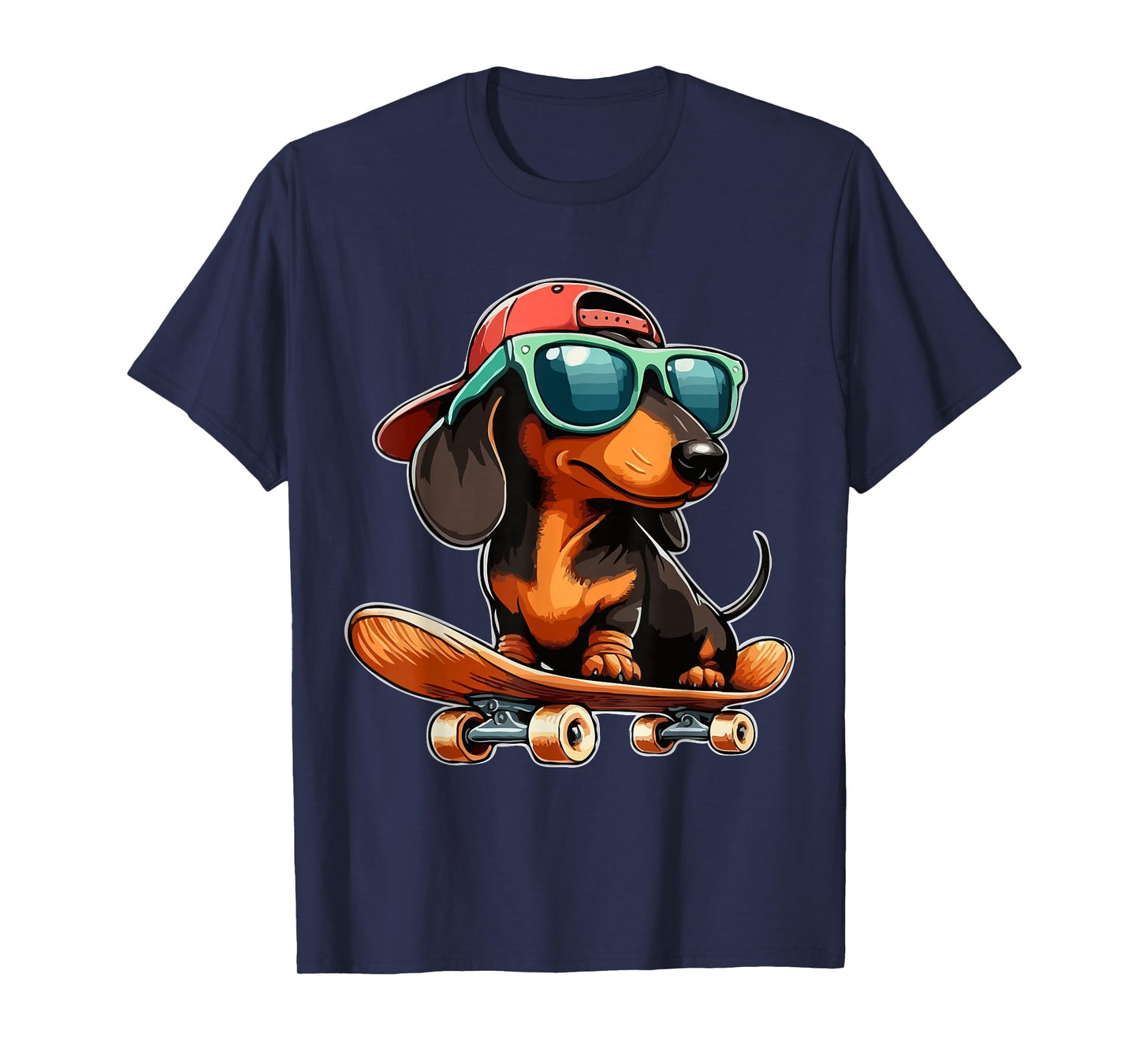 Cute Dachshund on a Skateboard Funny Wiener Dog T-Shirt