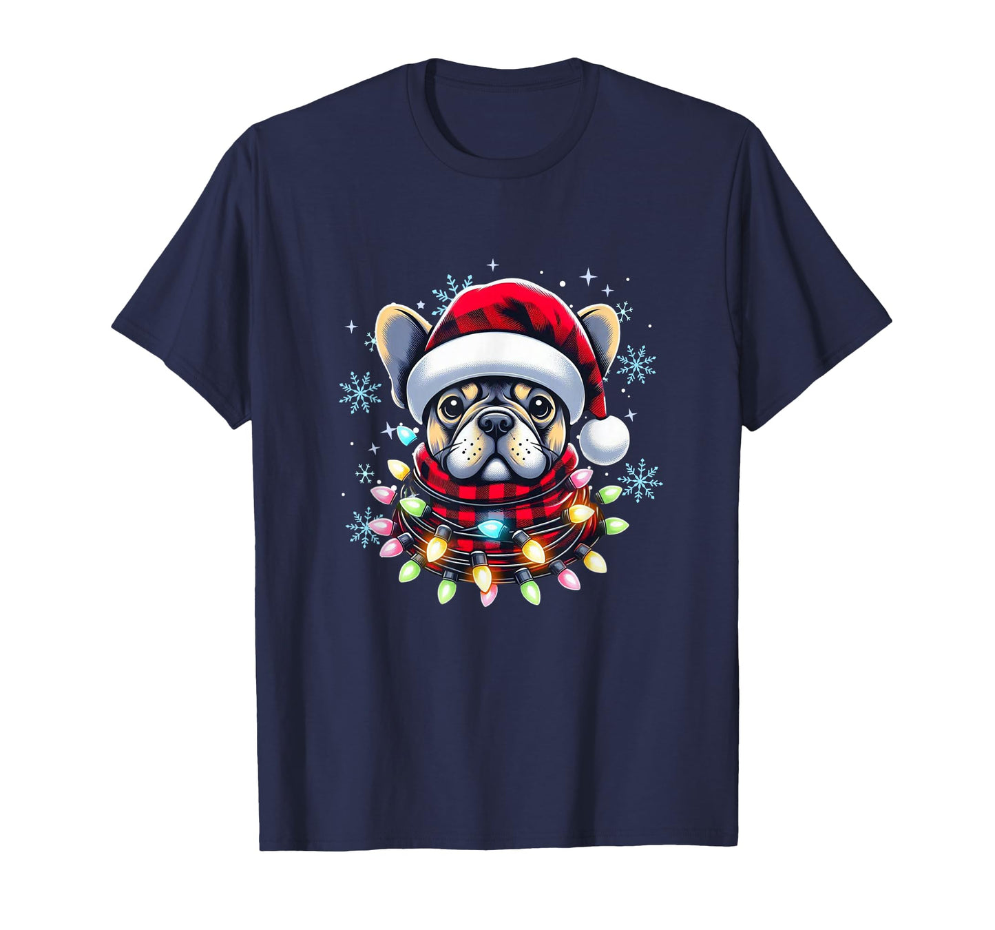 French Bulldog Christmas Buffalo Plaid Xmas Frenchie Lover T-Shirt