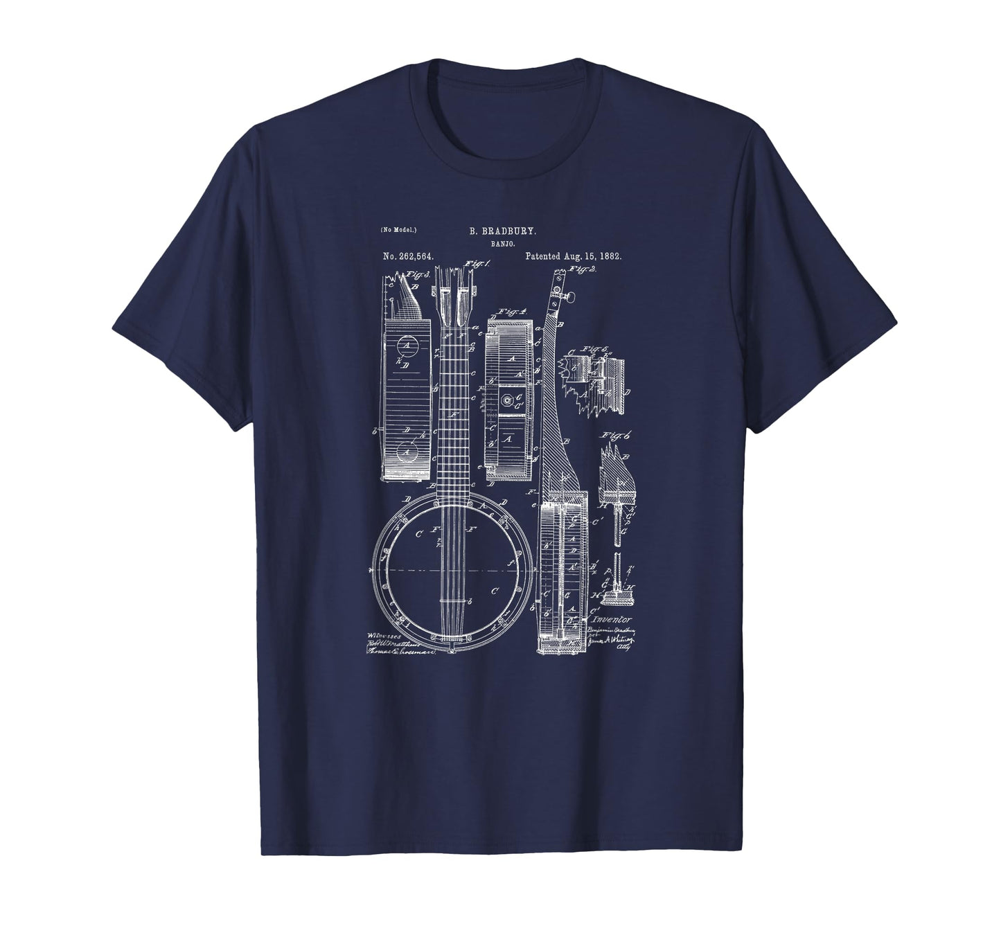 Classic Vintage Patent Print 1882 Banjo Gift T-Shirt