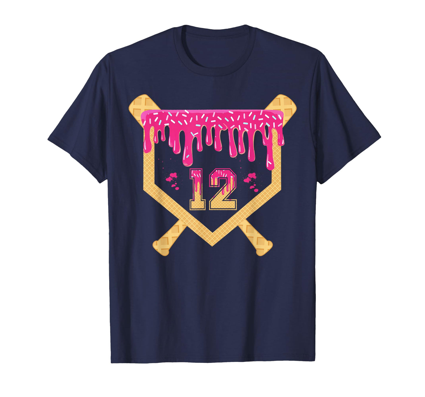 Baseball 12 Year Old Birthday Drip 12th Birthday Ice Cream T-Shirt