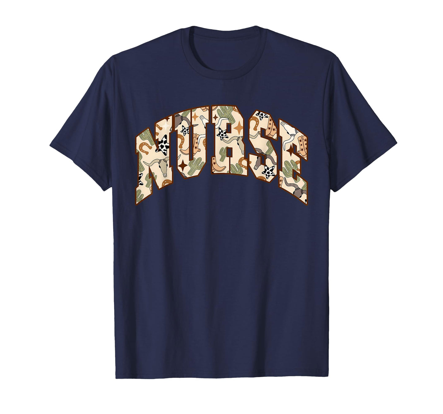 Retro Nurse Country Western Cow Skull Desert Nursing RN T-Shirt