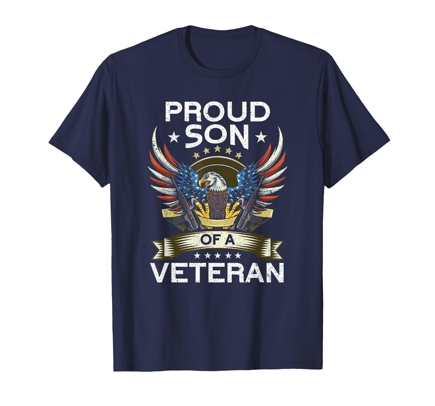 Proud Son Of A Veteran | USA Flag Proud American Veteran Son T-Shirt