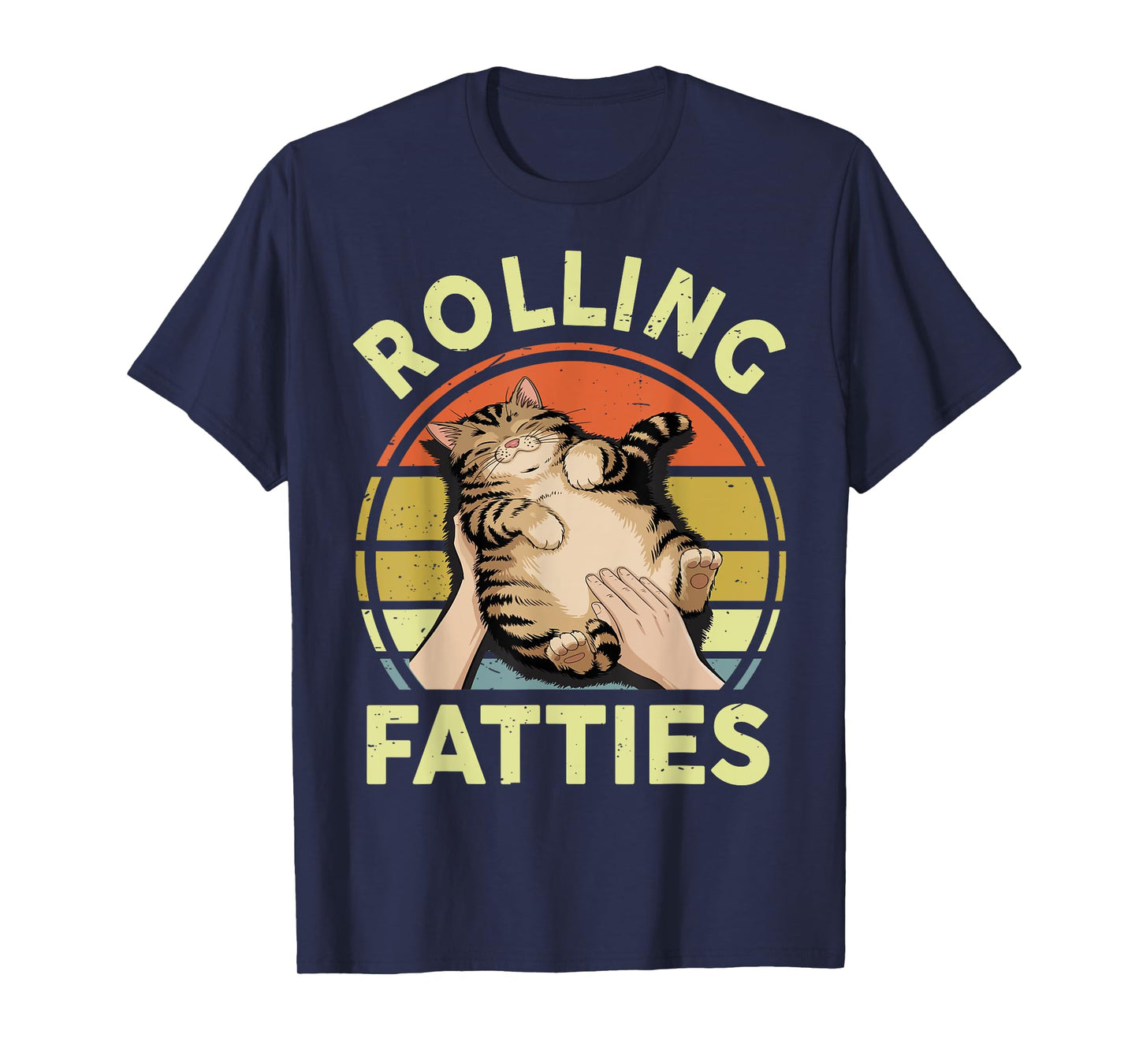 Cat-Shirt Rolling Fatties Funny Tabby Kitten Men Women Retro T-Shirt