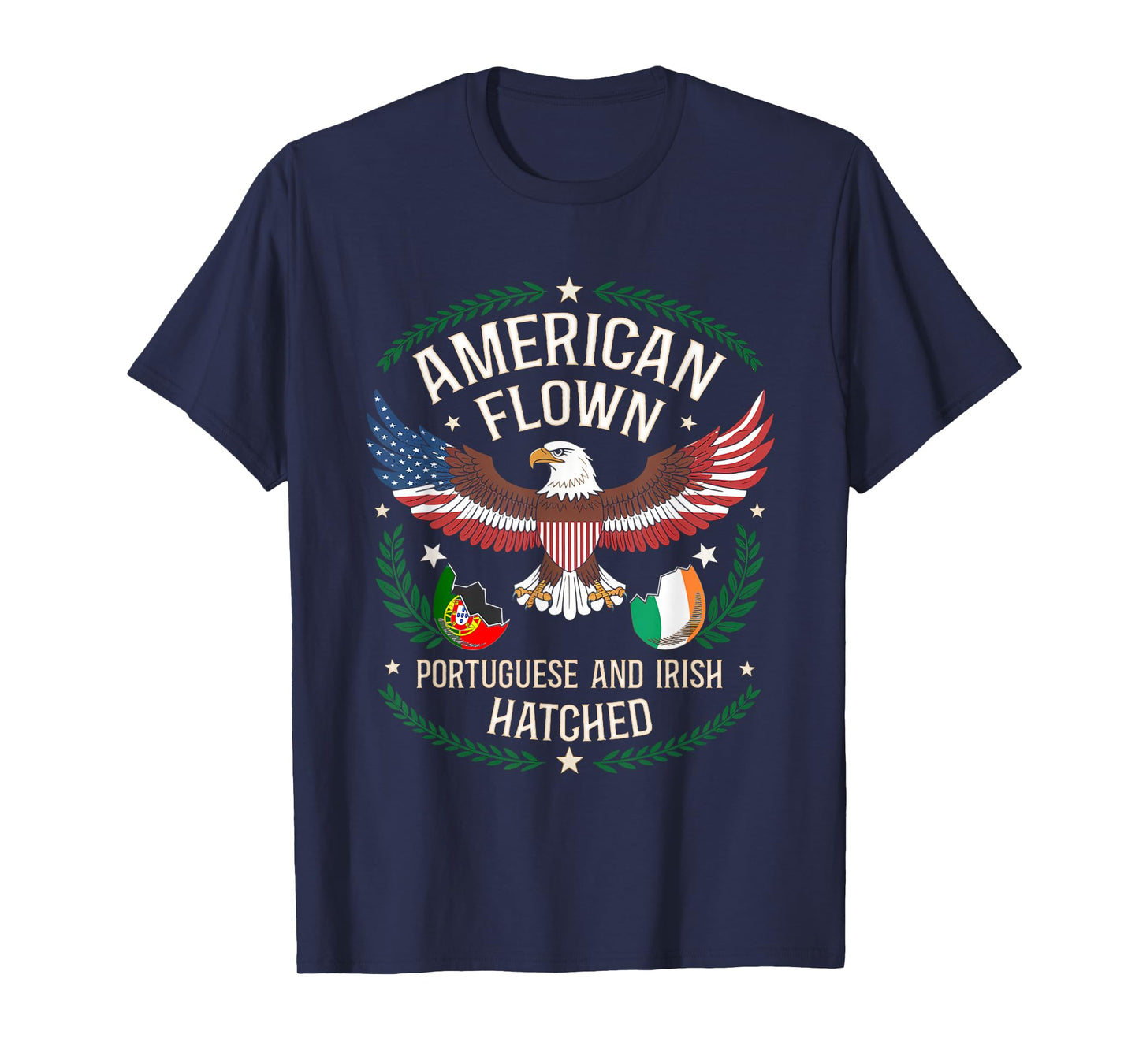 American Flown - National Flag Hatched Portuguese Irish T-Shirt