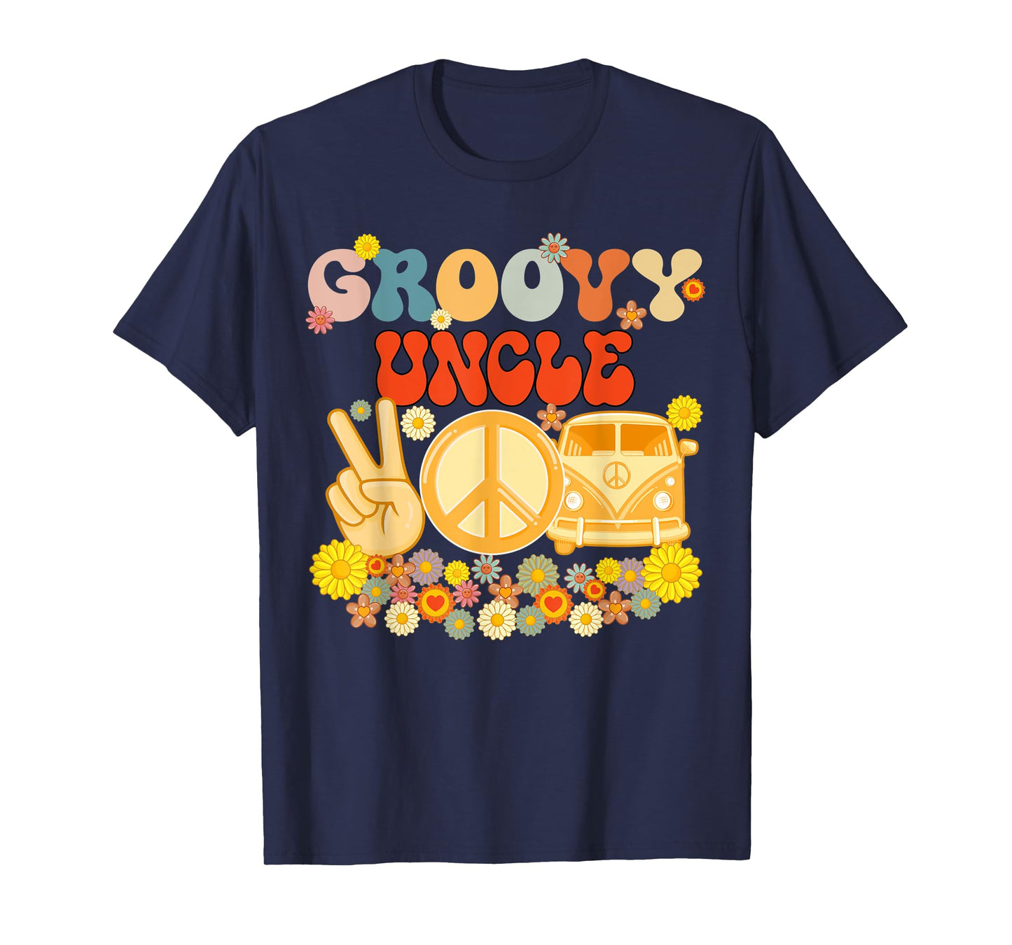 Groovy Uncle Retro Matching Family Baby Shower Father's Day T-Shirt