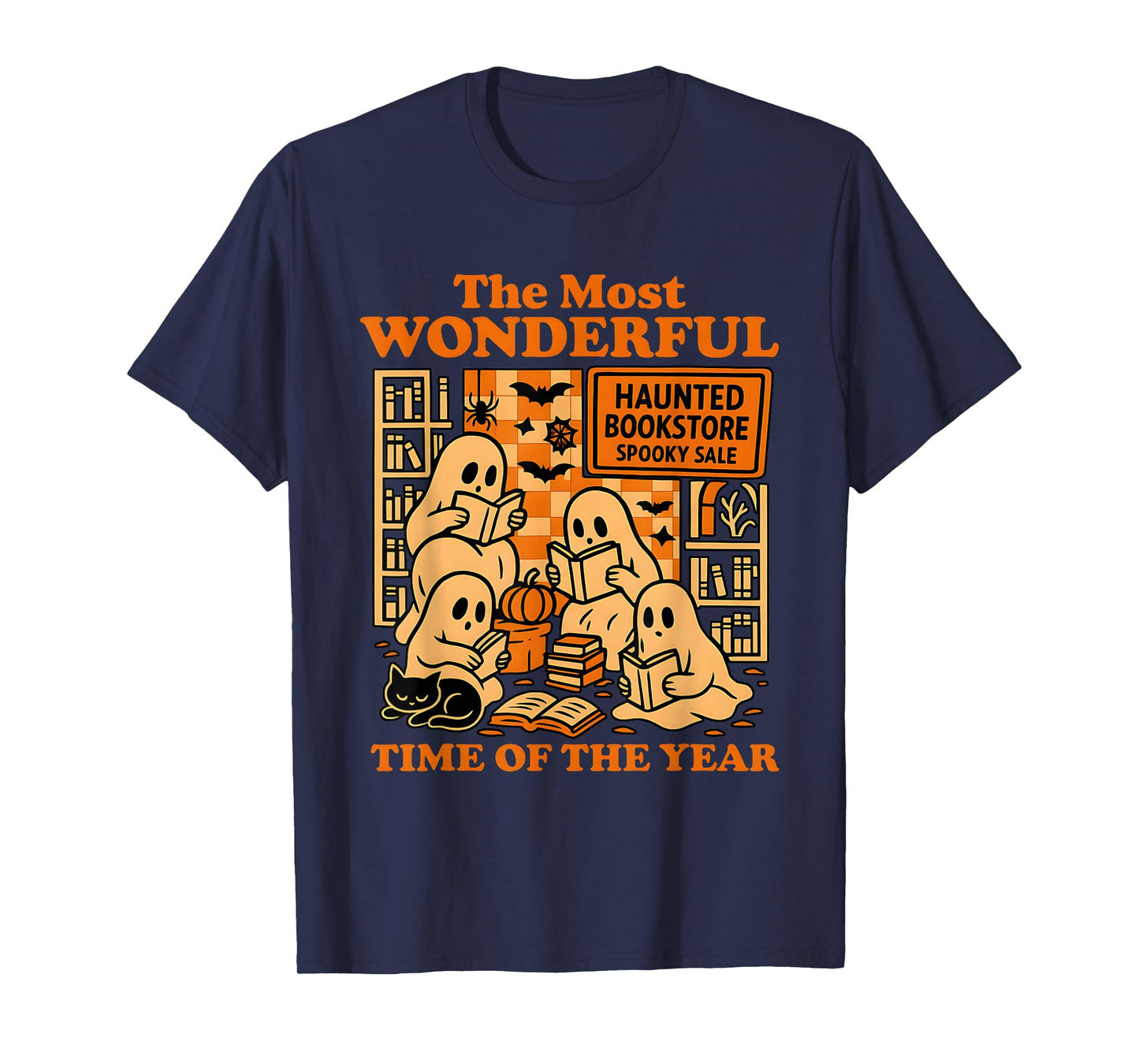 Ghosts Reading Books Haunted Bookstore Halloween Cozy T-Shirt