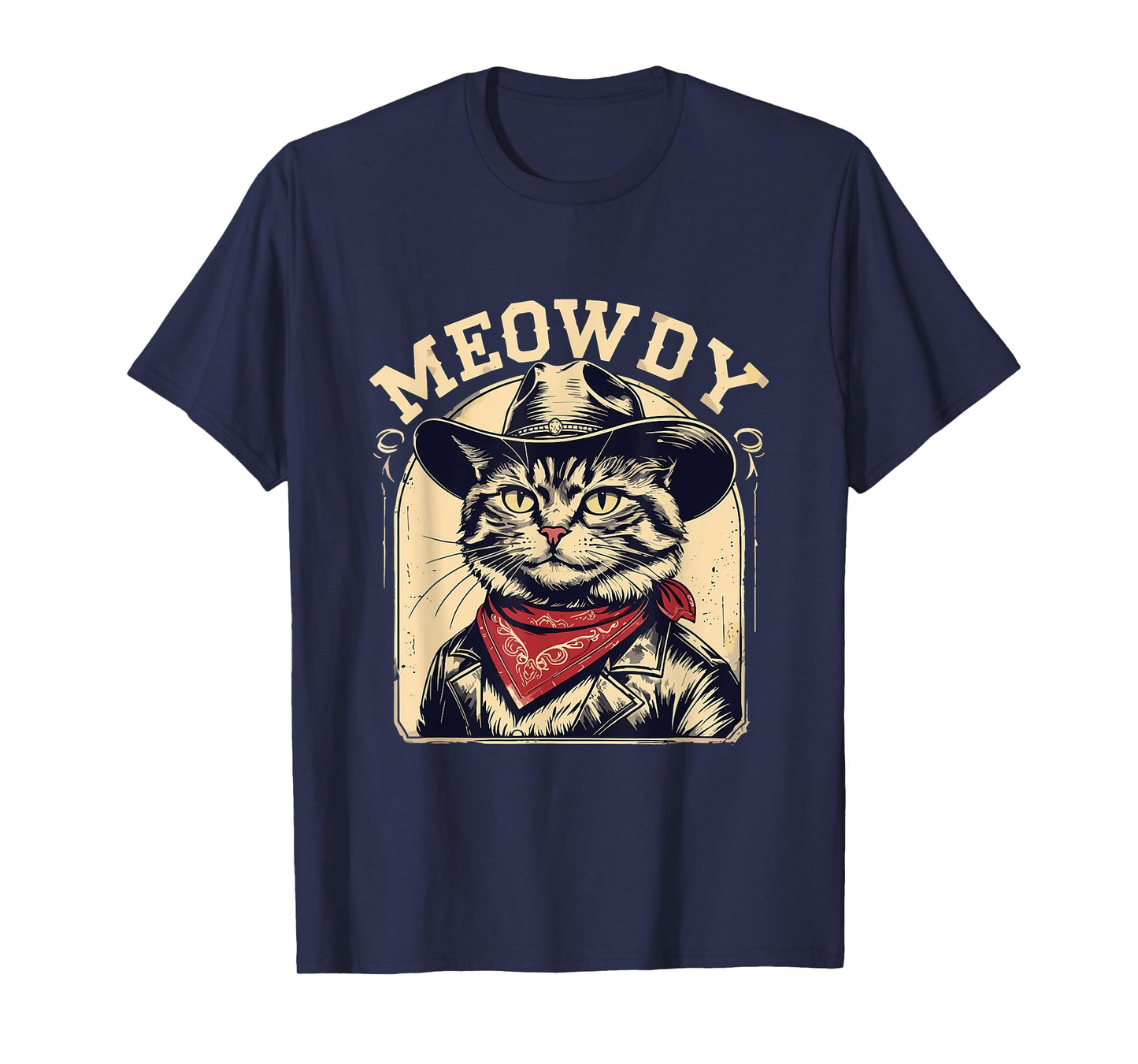 Meowdy Country Music Vintage Girls Funny Western Cowboy Cat T-Shirt