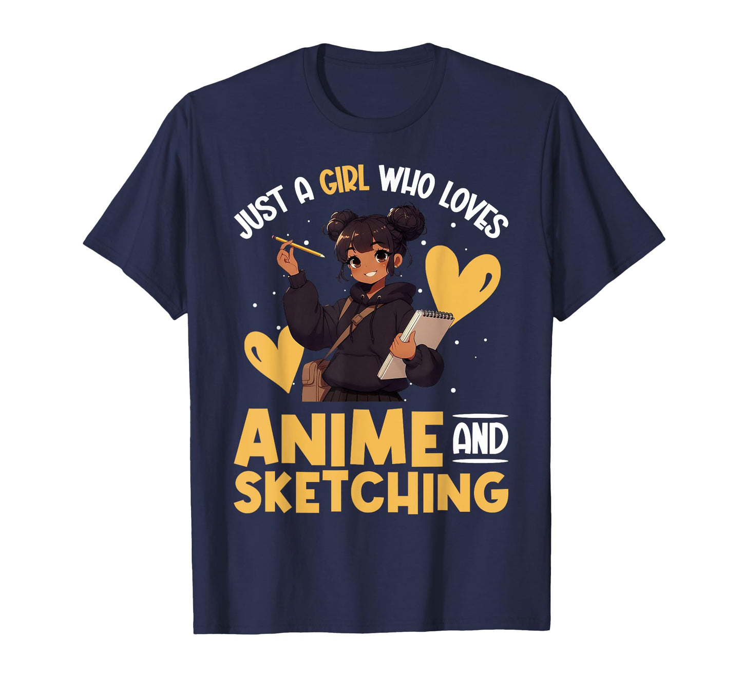 Just A Girl Who Loves Anime And Sketching Afro Anime Merch T-Shirt