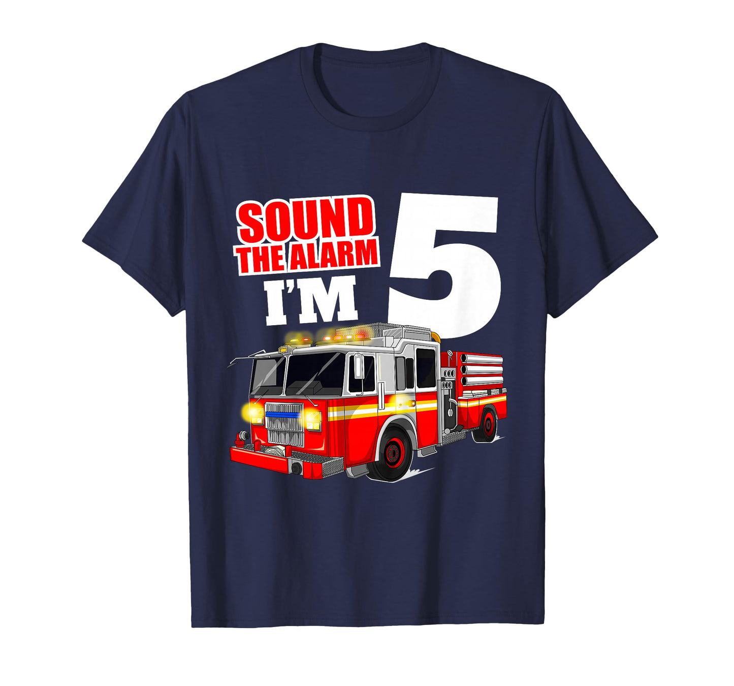 Kids Fire Truck 5th Birthday Boy Firefighter Five 5 Year Old T-Shirt