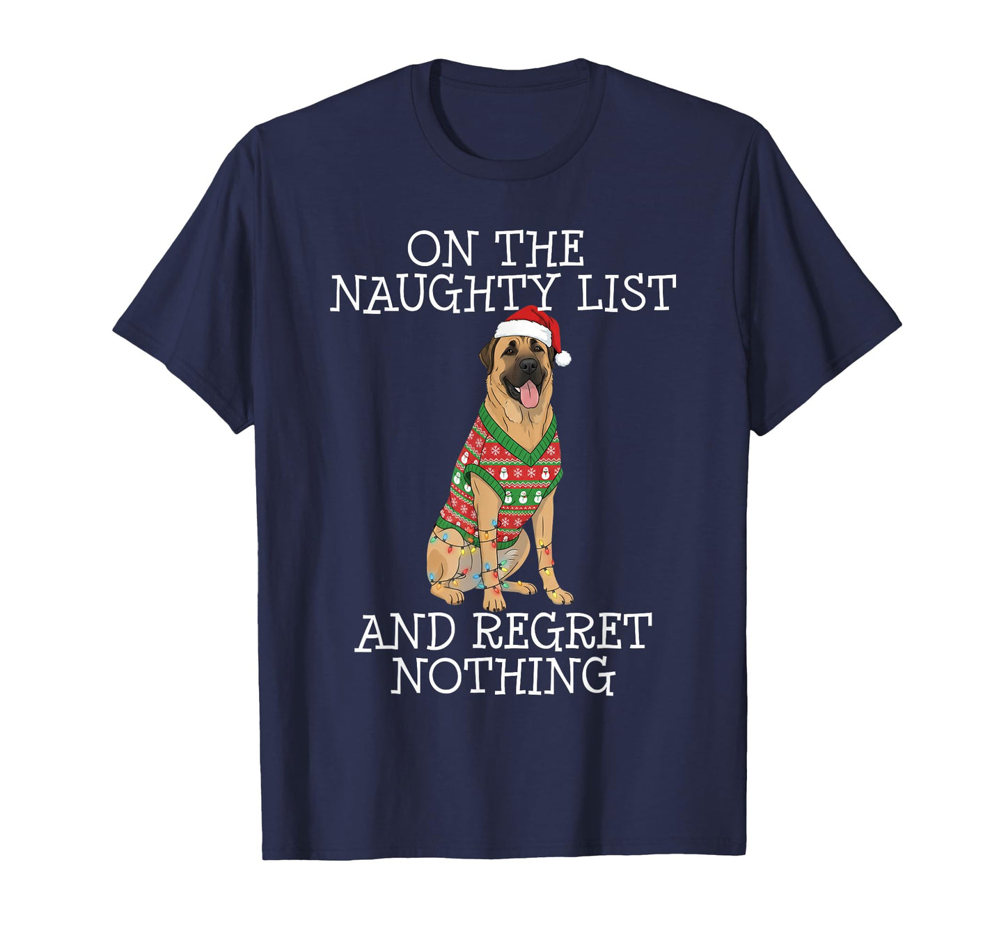 Funny Christmas Anatolian Shepherd Dog Naughty List T-Shirt