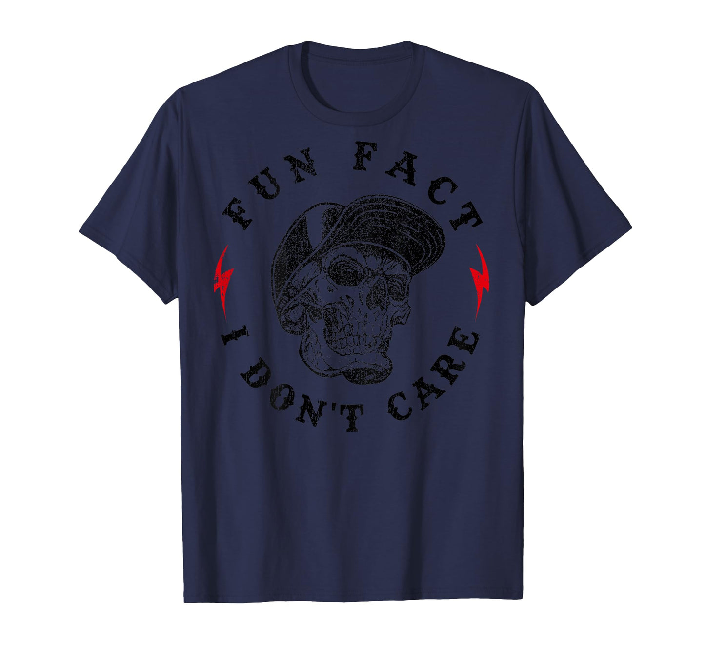 (ON BACK) Fun Fact I Don't Care Funny Skeleton Sarcastic T-Shirt