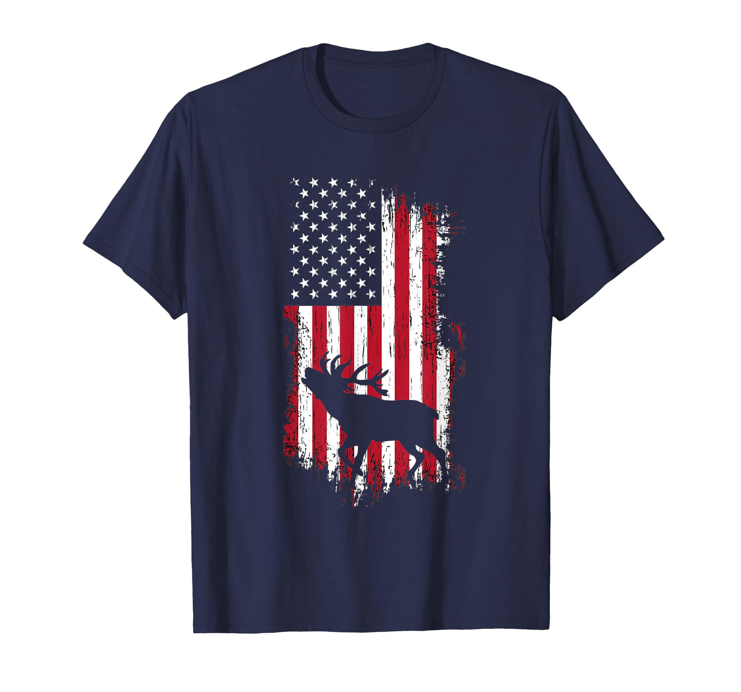 American Moose Hunter - USA Vintage Flag Patriotic Women Men T-Shirt