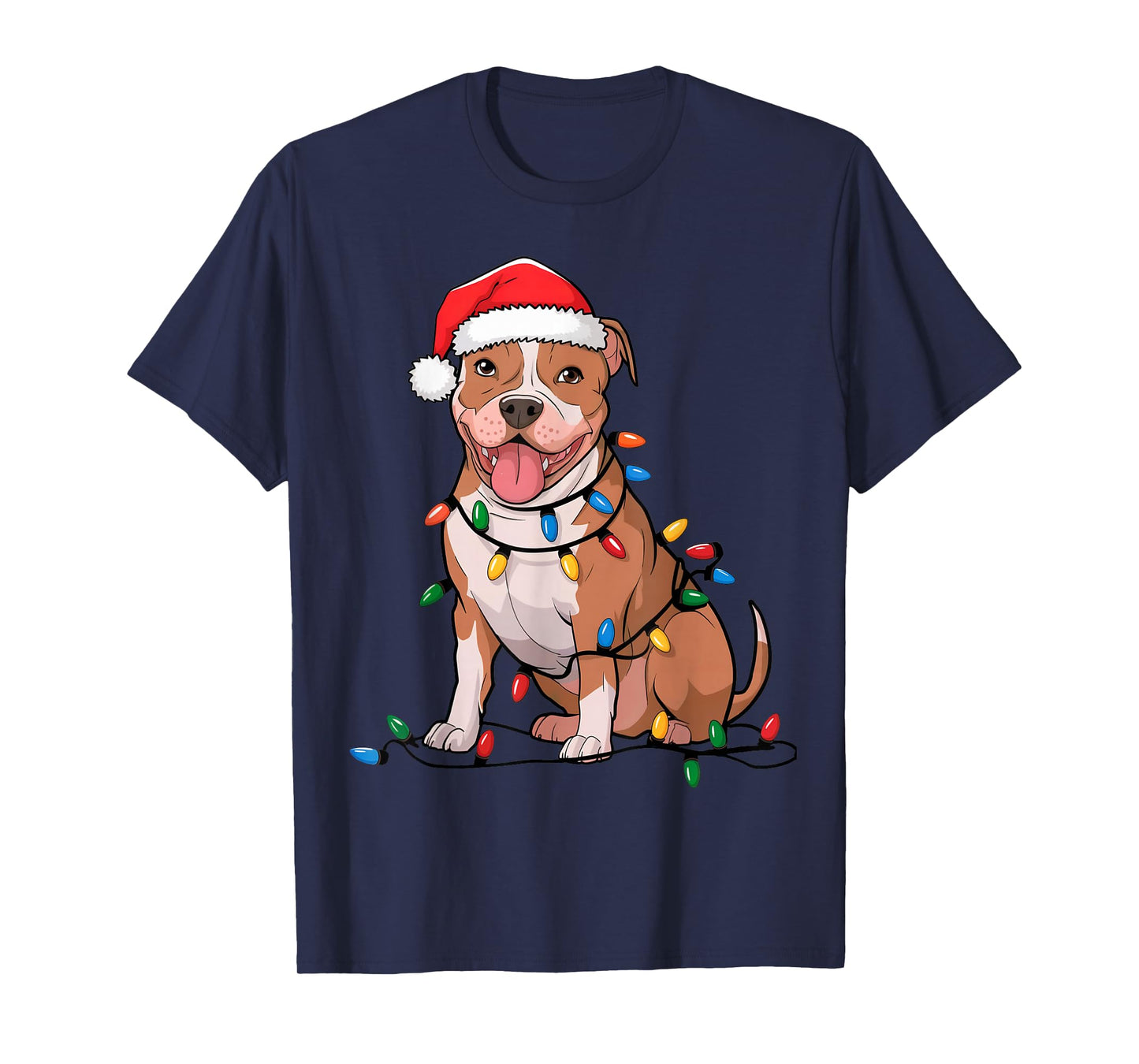 American Pit Bull Terrier Christmas Lights Xmas Dogs Gifts T-Shirt
