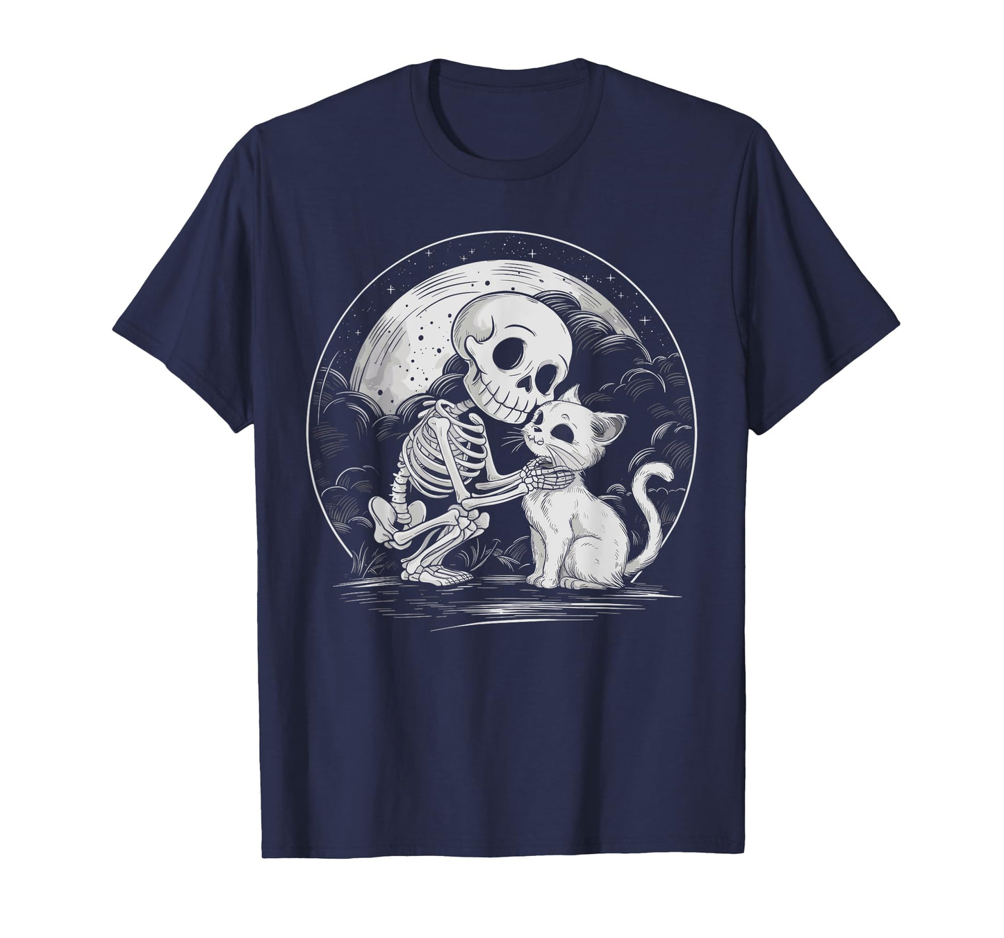 Skeleton Cat Skull Kitty Cute Goth Halloween Costume T-Shirt for Men Women Kids