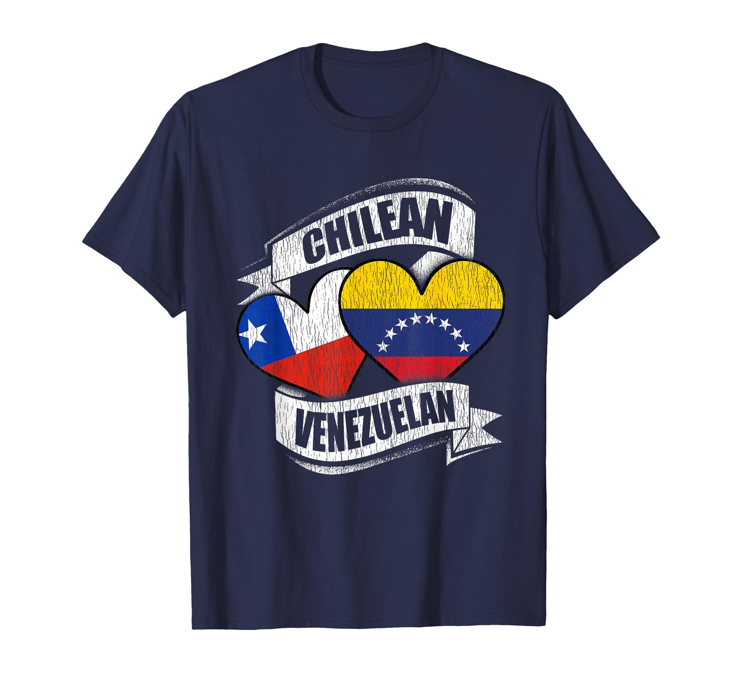 Chilean Venezuelan Hearts Chile Venezuela Flags T-Shirt