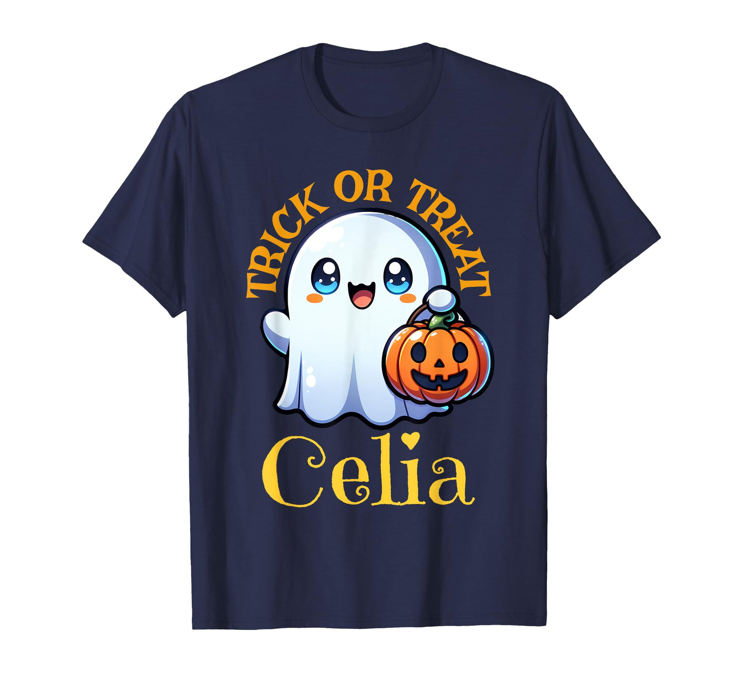 Celia Personalized Name Cute Ghost Halloween T-Shirt