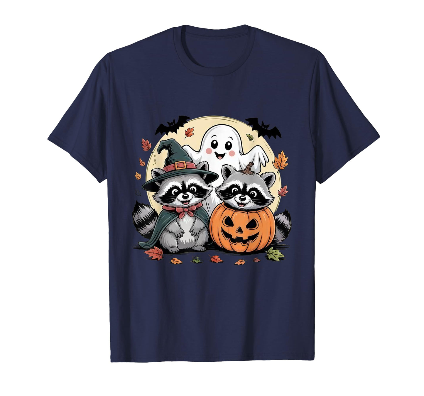 Cute Halloween Raccoon Ghost Pumpkin Fall Animal men women T-Shirt