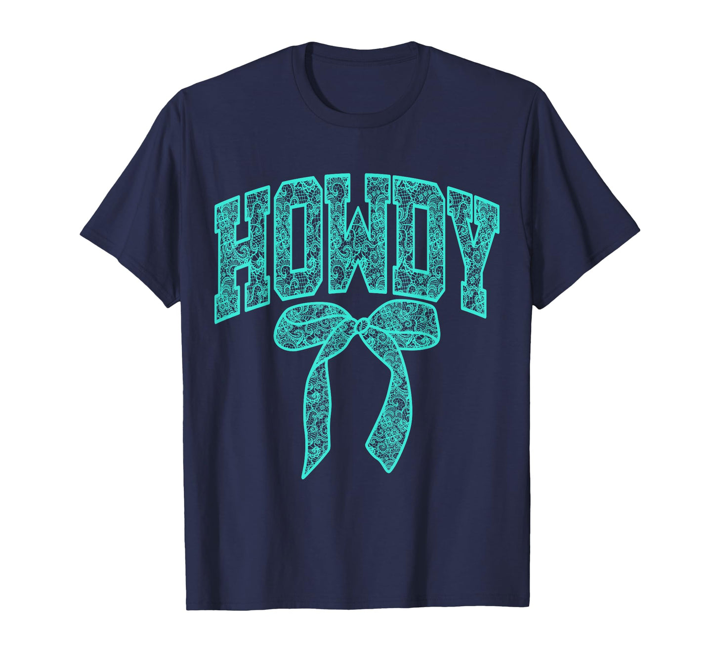 Howdy Lace Bow Turquoise Western Coquette Cowgirls T-Shirt