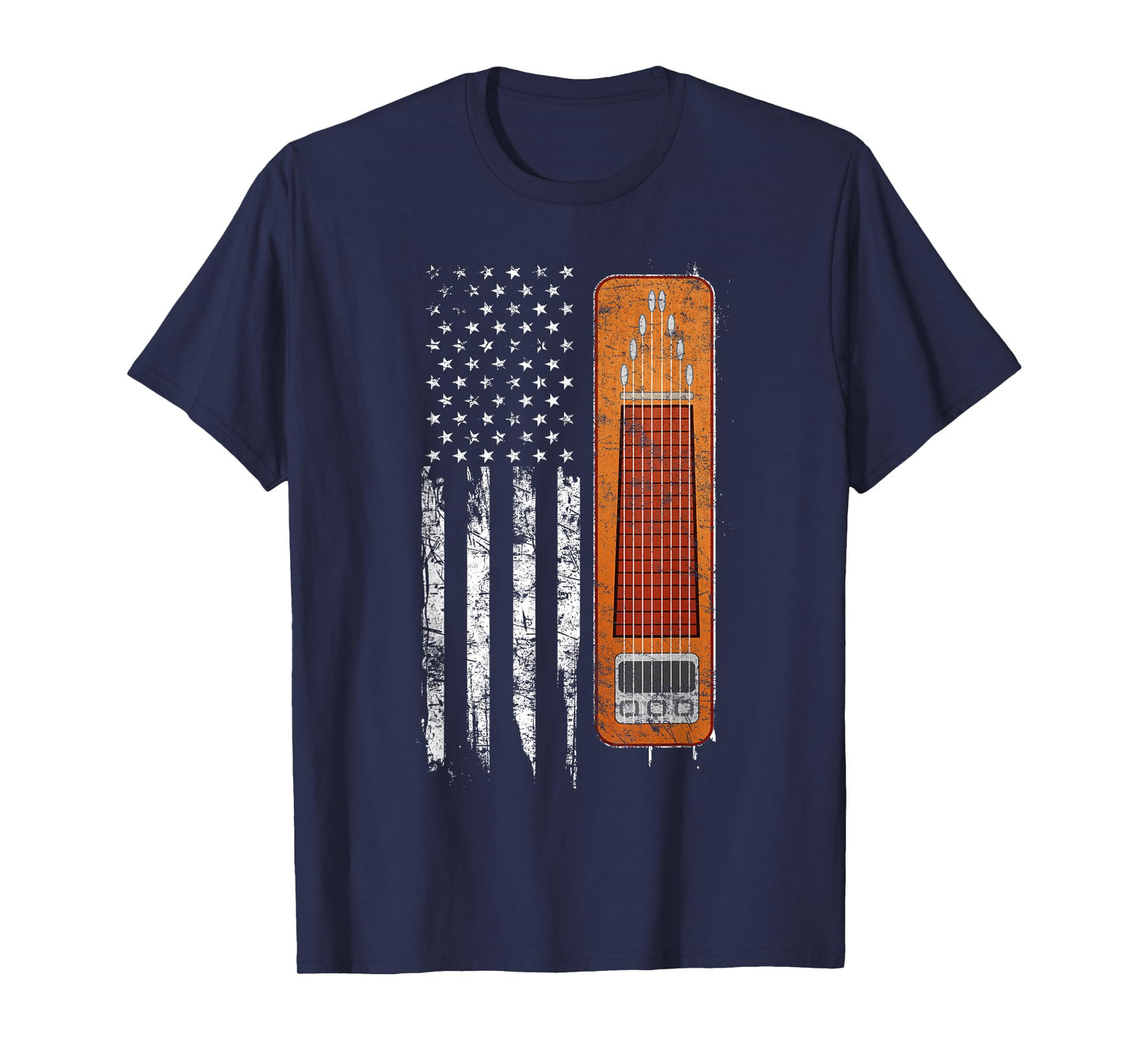 Mega Awesome Musician Shirts Vintage Pedal Steel Flag T-Shirt - Black, Small