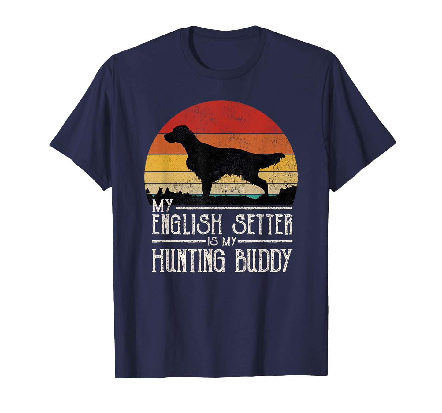 Vintage Sunset Hunting Dog English Setter T-Shirt for Men Women Kids