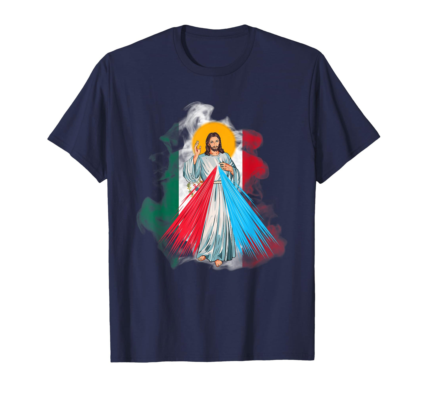 Mercy of JESUS CHRIST with the flag of Mexico. Christian T-Shirt