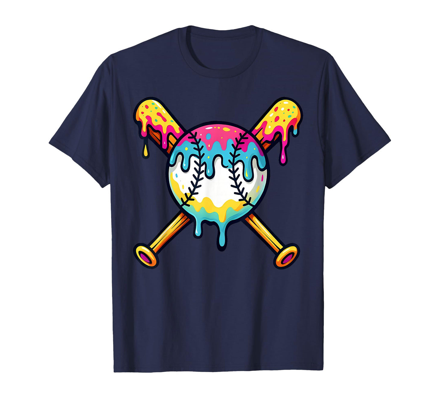 Baseball Drip for Boys Ice Cream Drip Youth Boys Baseball T-Shirt