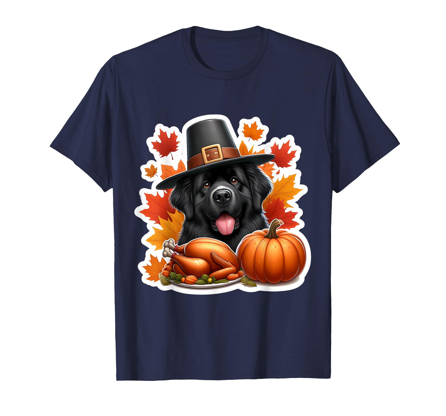 Thanksgiving Newfoundland Dog Owner Lover Funny Turkey Cute T-Shirt