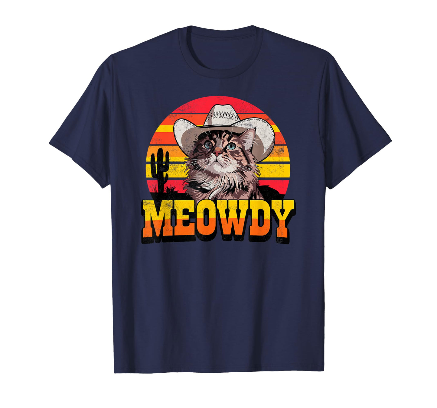 Retro Meowdy Cowboy Cat Western Texas Cats Kitten Lover T-Shirt