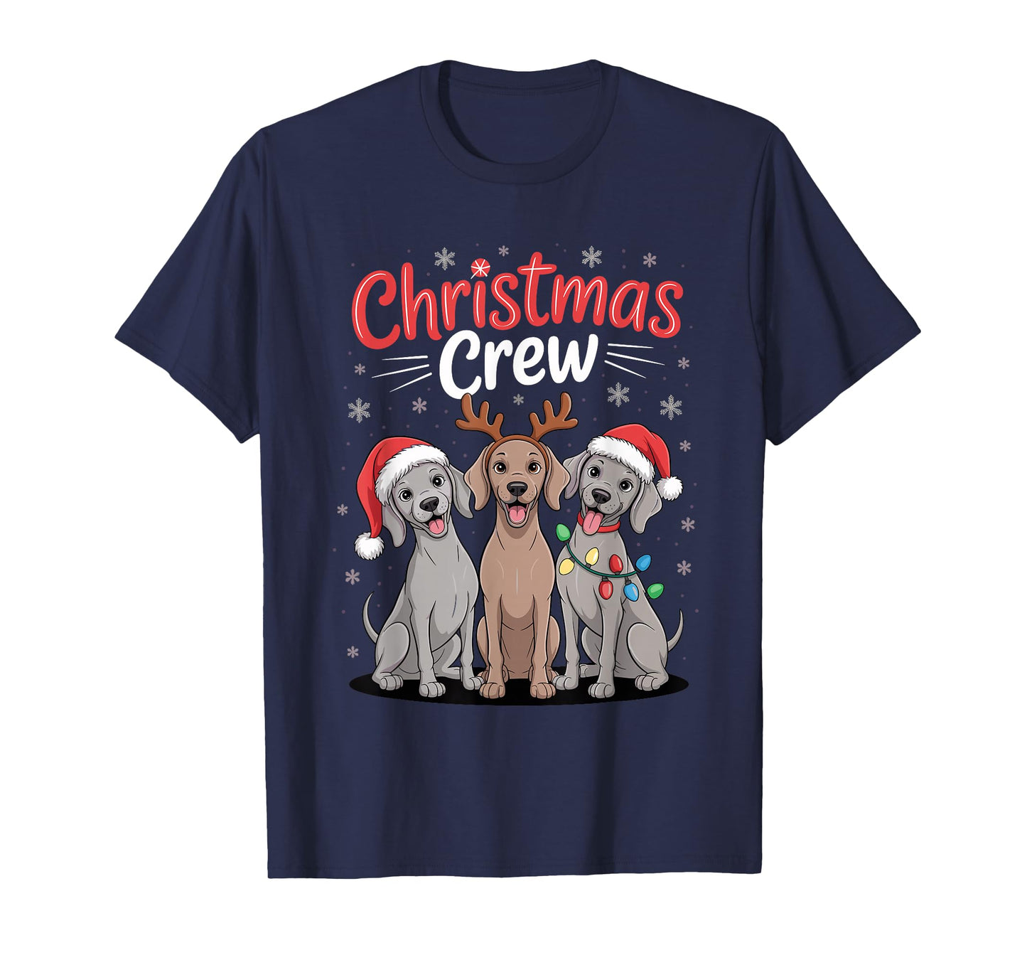 Christmas Crew Xmas Puppy Dog Funny Christmas Weimaraner T-Shirt