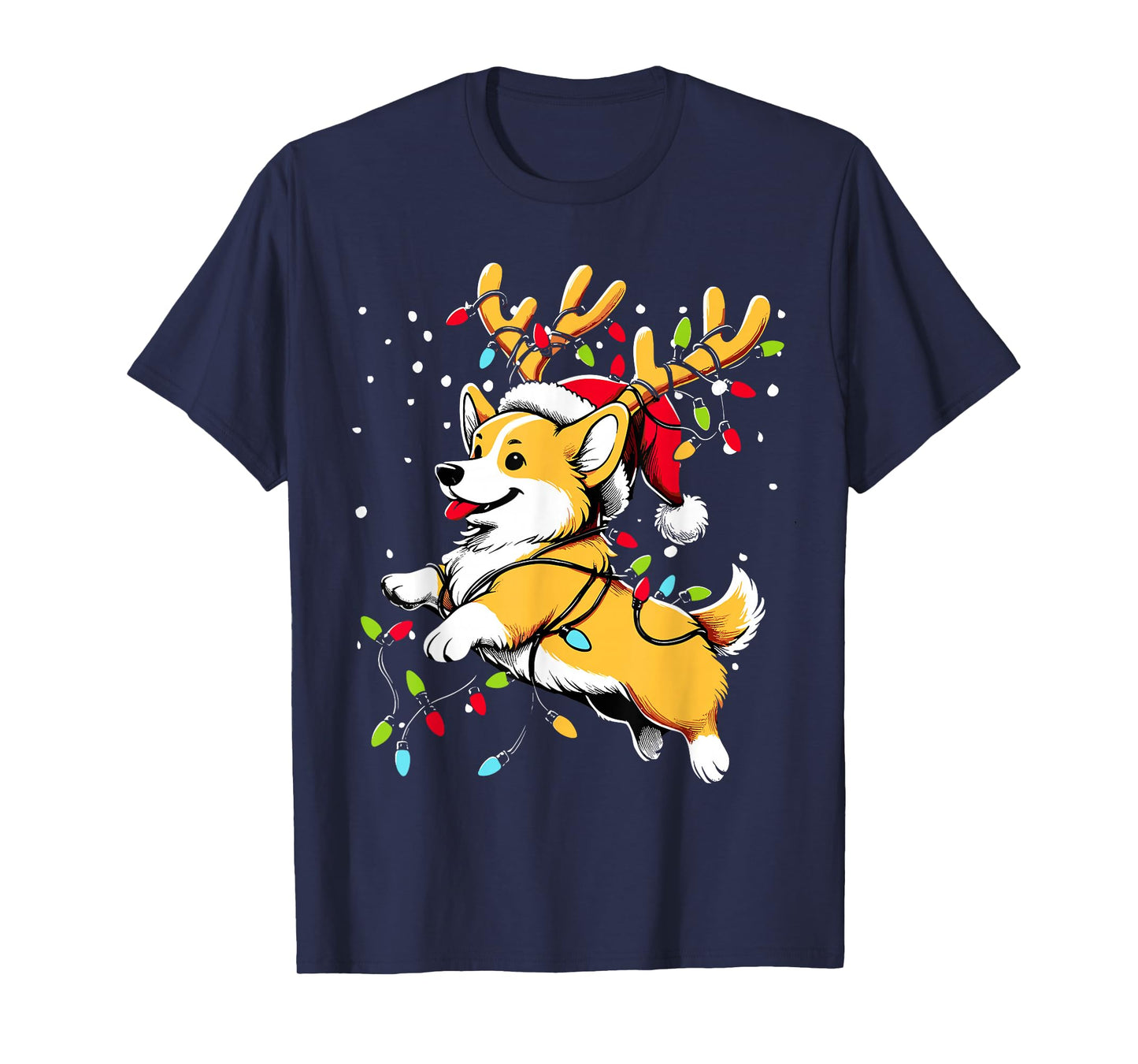 Corgi Santa Christmas Tree Lights, Funny Ugly Pajamas Women T-Shirt
