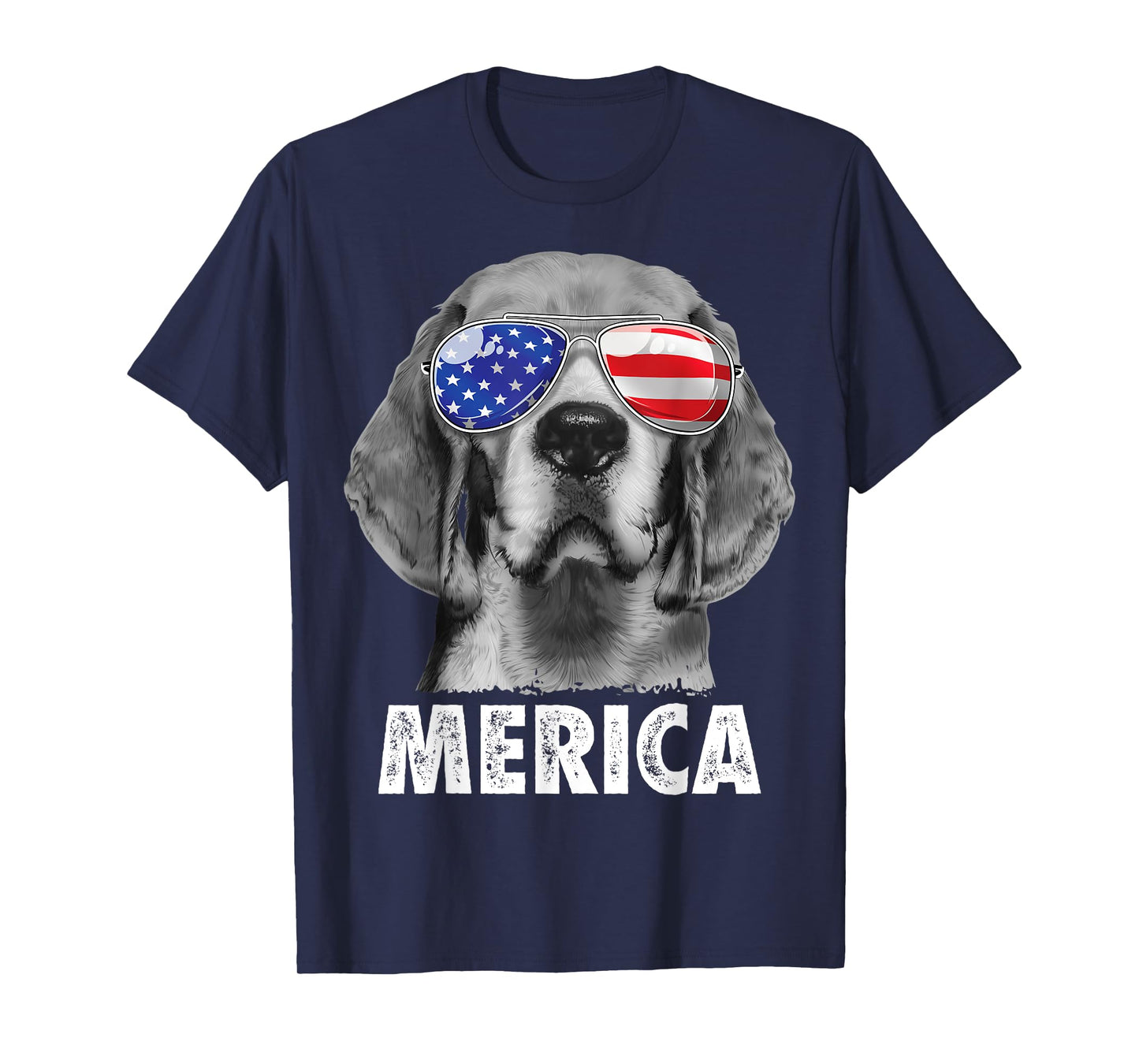 Beagle 4th of July Merica Sunglasses Men USA American Flag T-Shirt