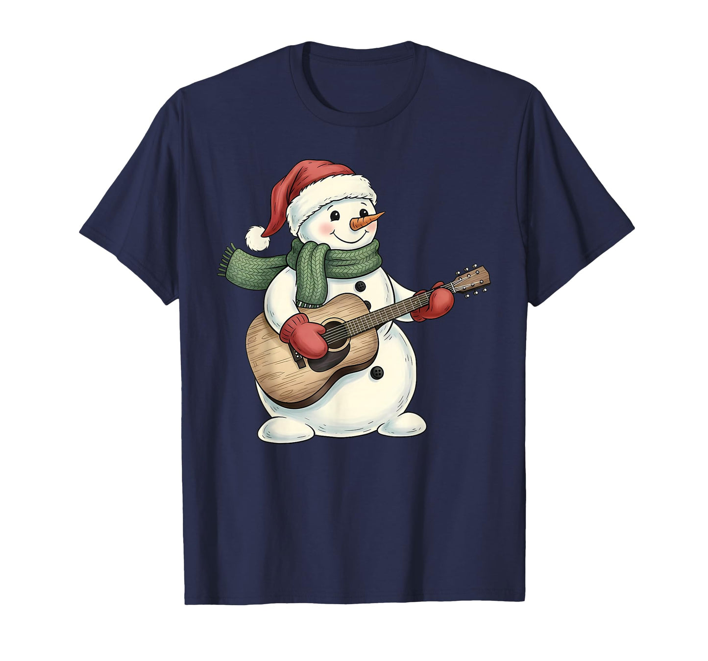 Guitar Playing Snowman Music Christmas Musician Guitarist T-Shirt