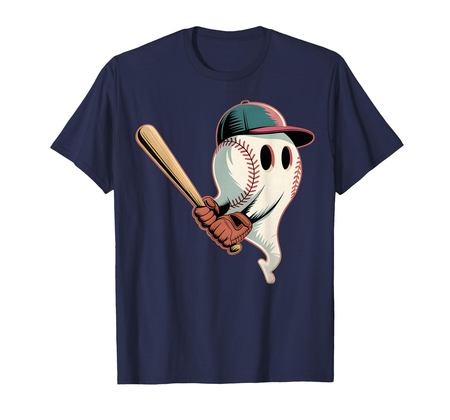 Baseball Swinging Ghost Halloween Costume Design T-Shirt