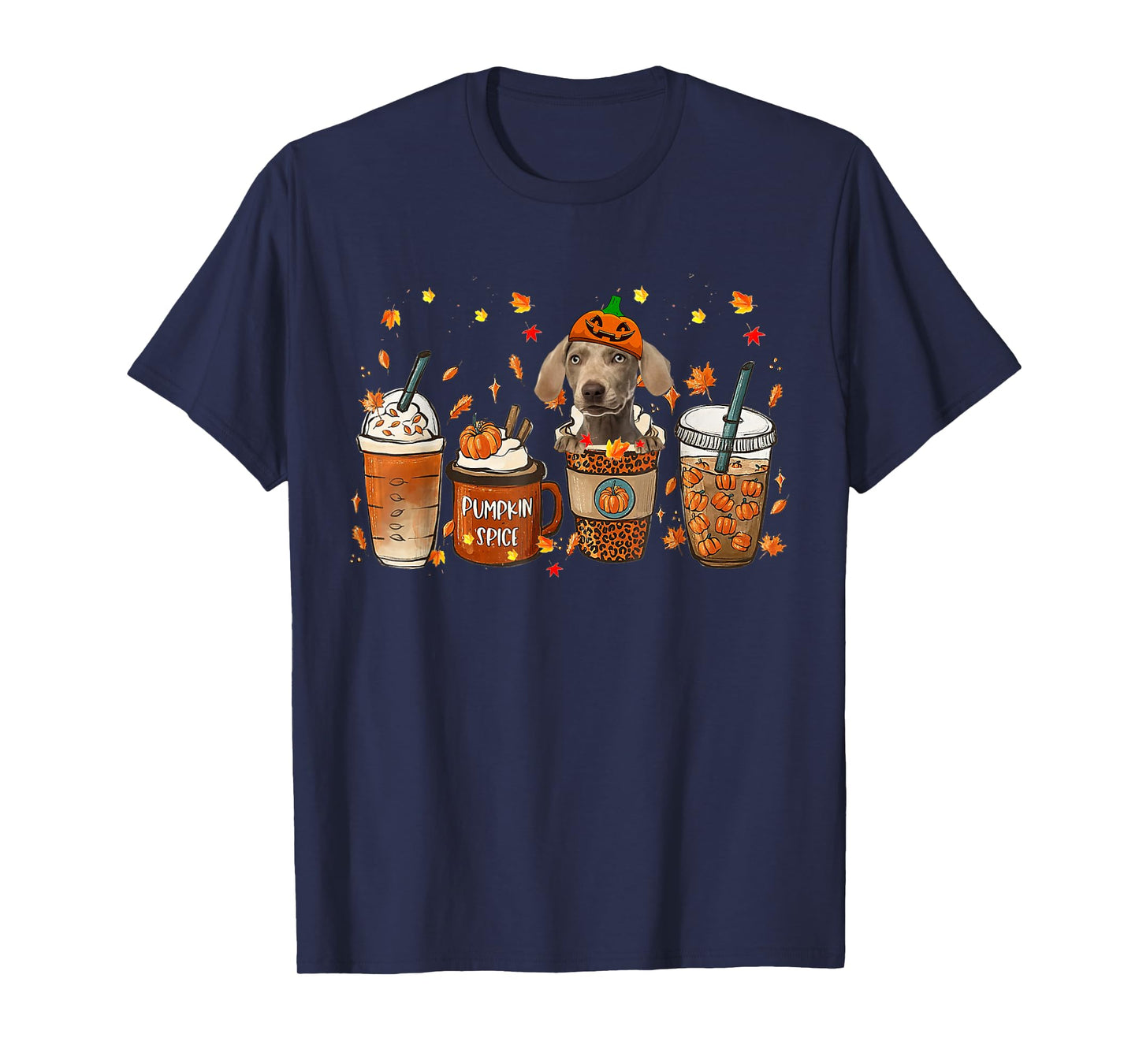Weimaraner Fall Coffee Pumpkin Spice Latte Iced Autumn T-Shirt
