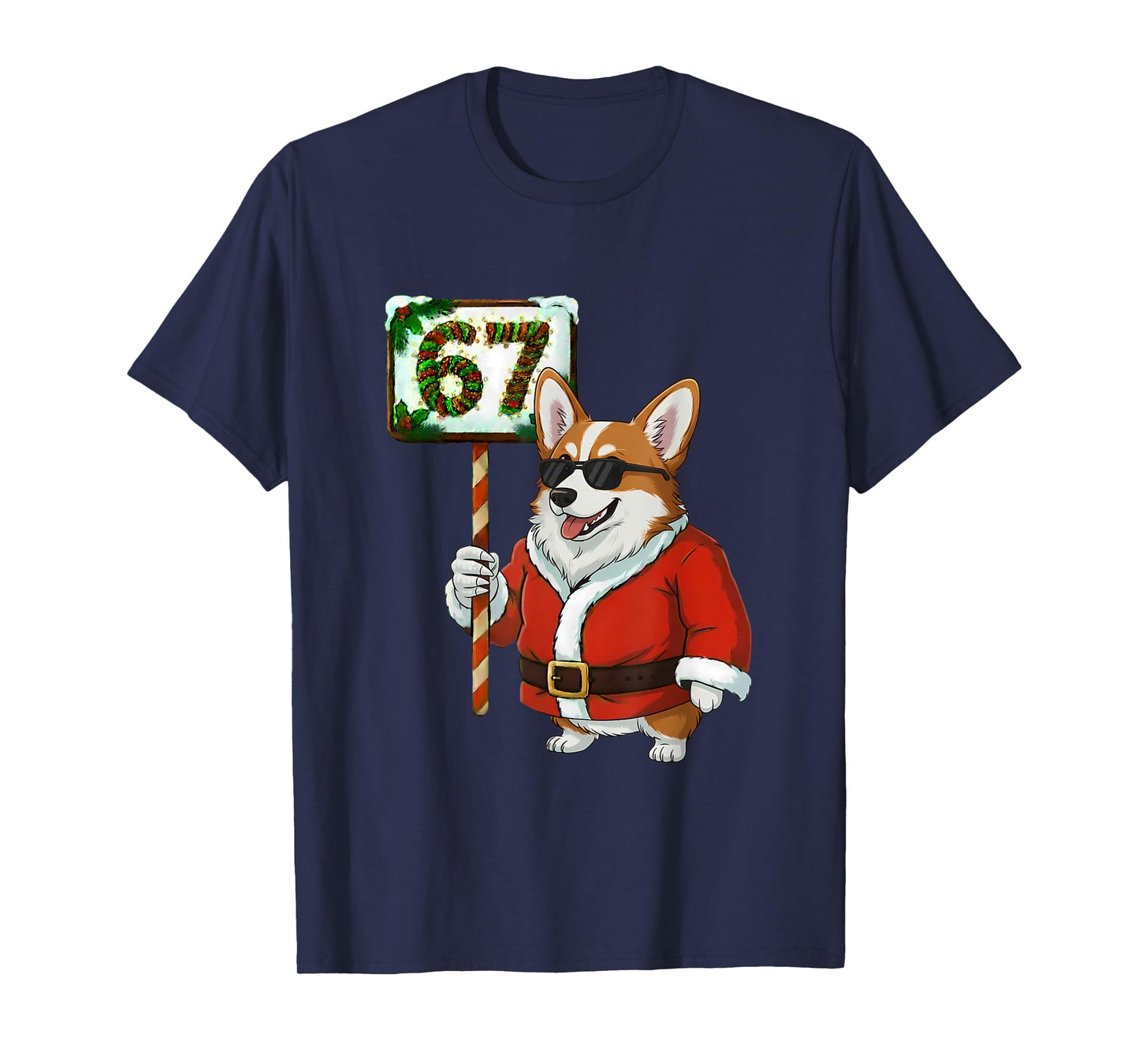 67 Meme Funny Six Seven Christmas Corgi Dog Lover T-Shirt
