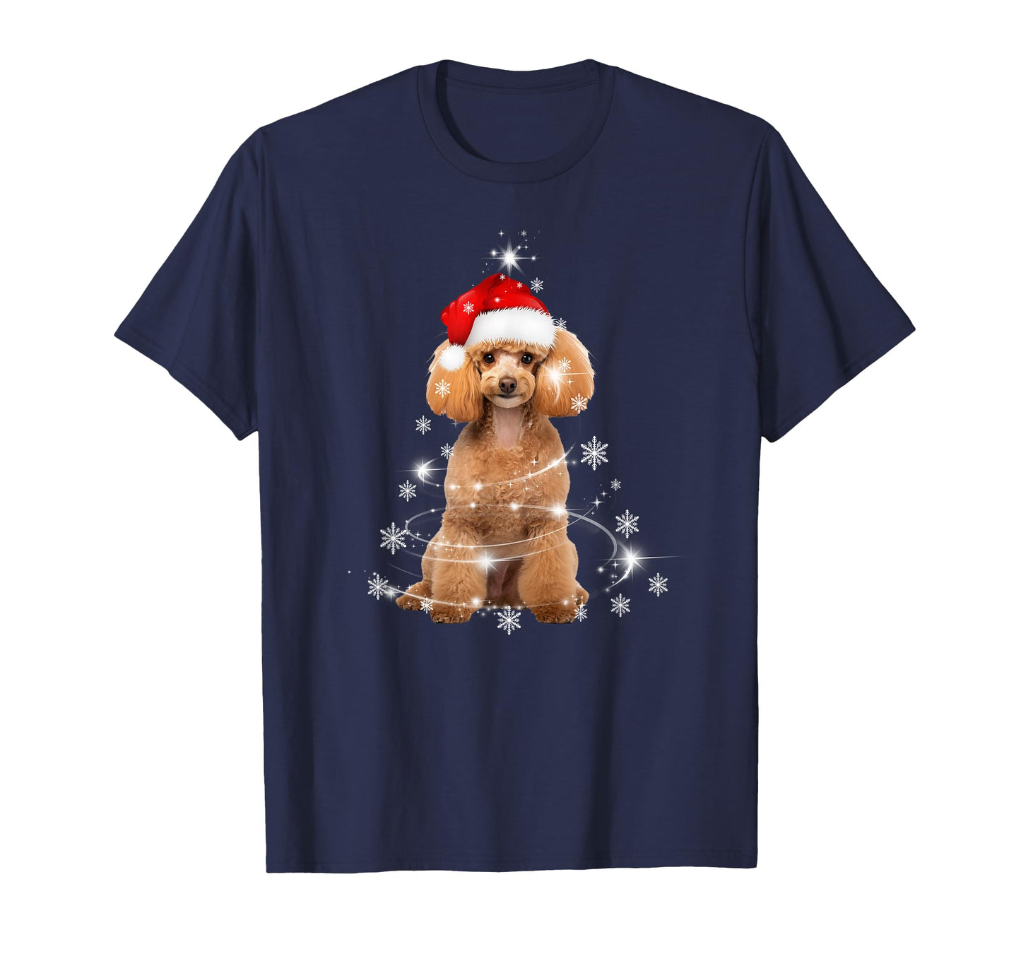 Poodle Dog Christmas Tree Santa Hat Lights Sweater T-Shirt