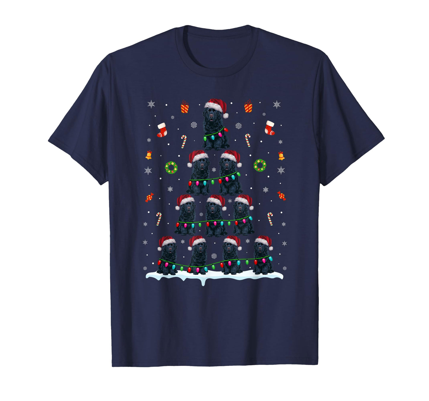 Newfoundland Dog Christmas Tree Lights for Men Women Dog T-Shirt