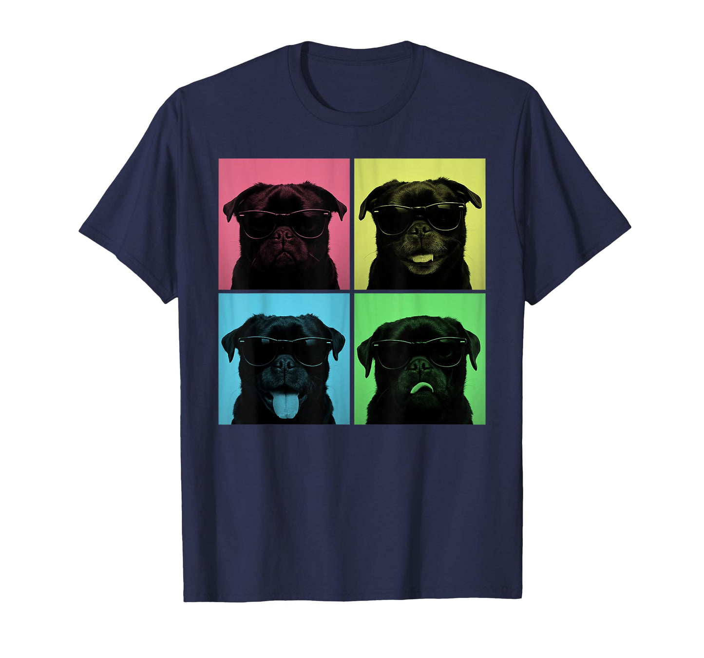 Black Pug Pop Art Funny Dog Lover Pug Photo Booth Men Women Kids T-Shirt