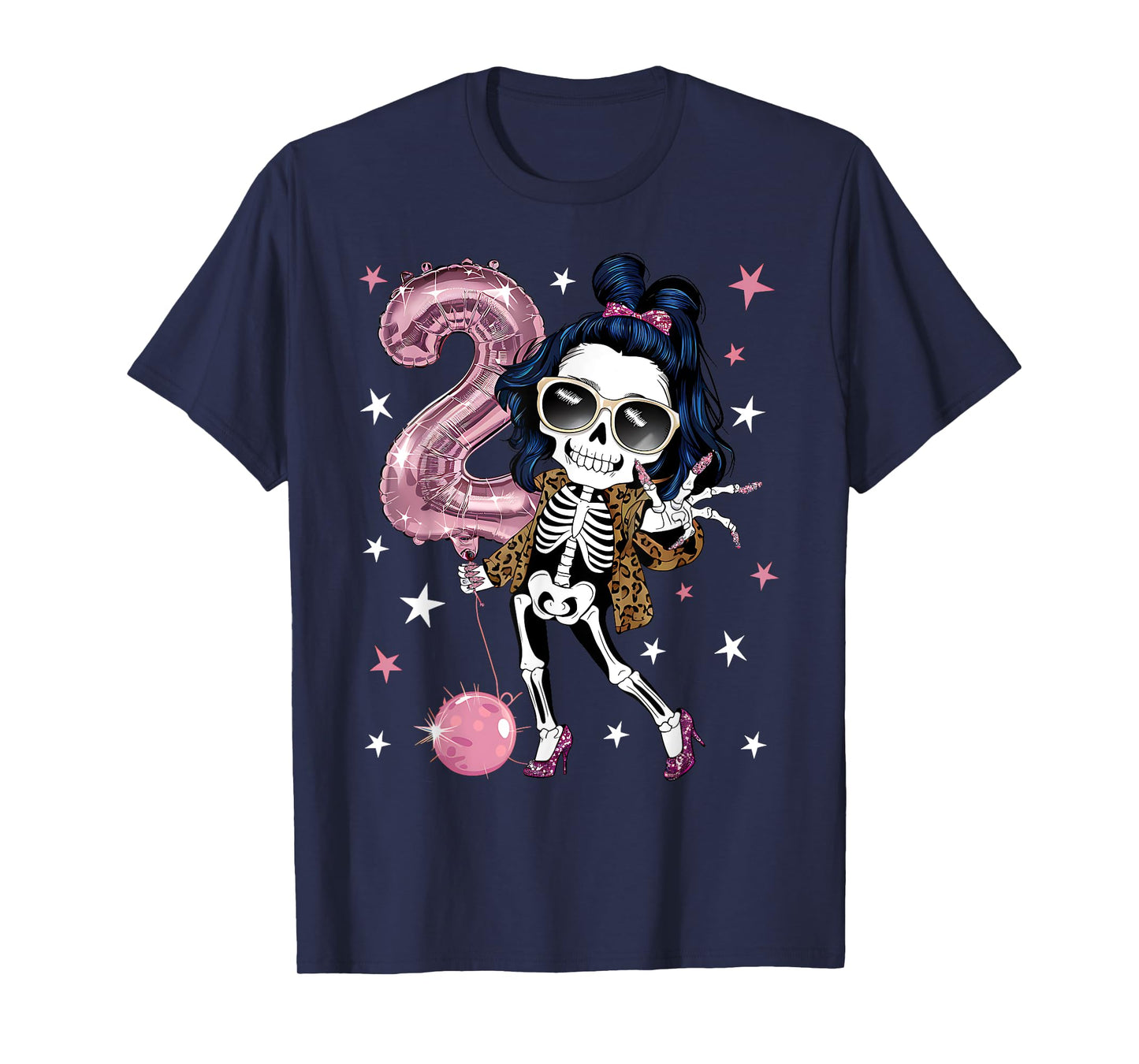 Skeleton Funny Halloween 2nd Birthday Girl T-Shirt