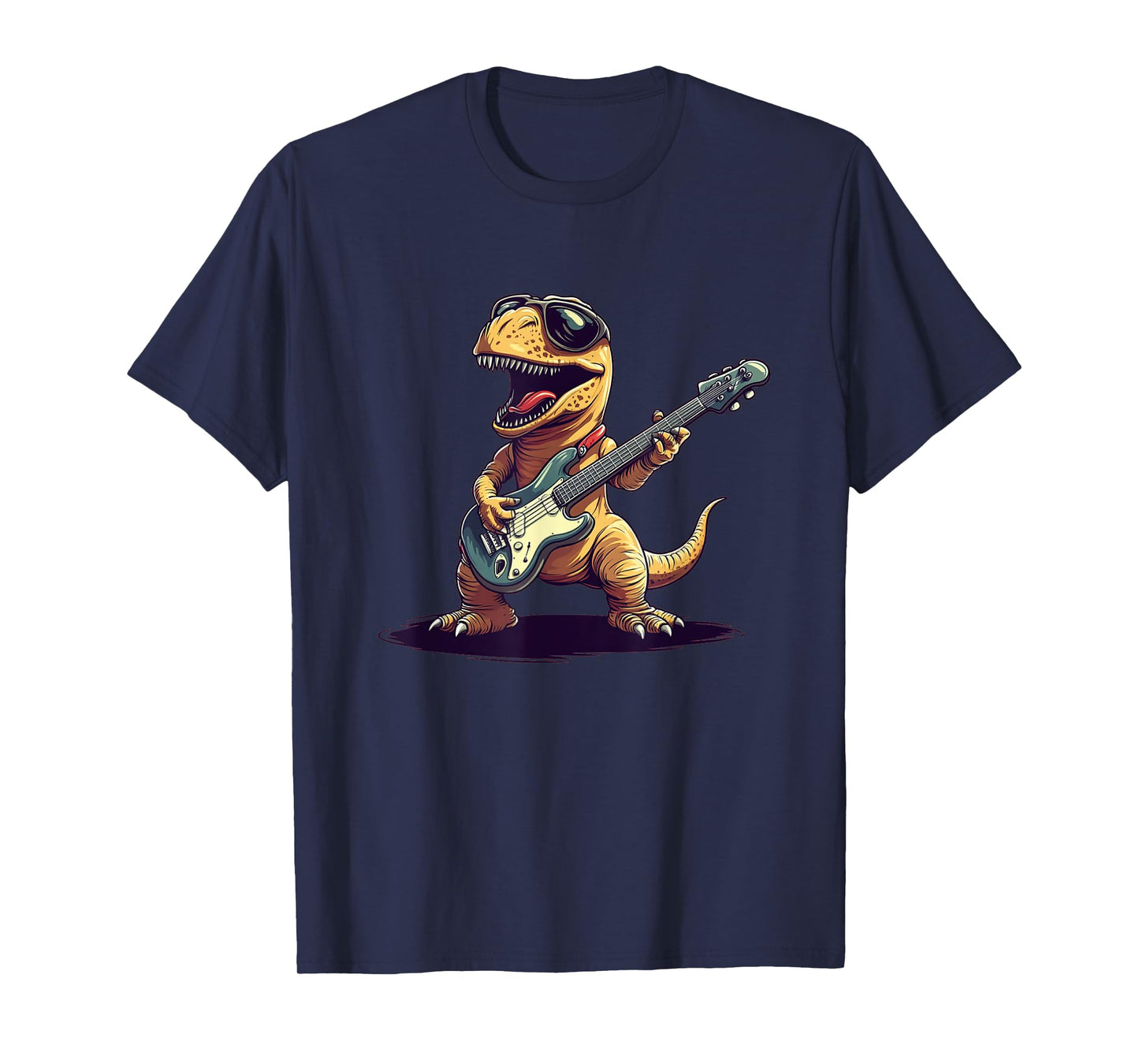 Funny Dinosaur Playing Guitar with Sunglasses Outfit T-Shirt