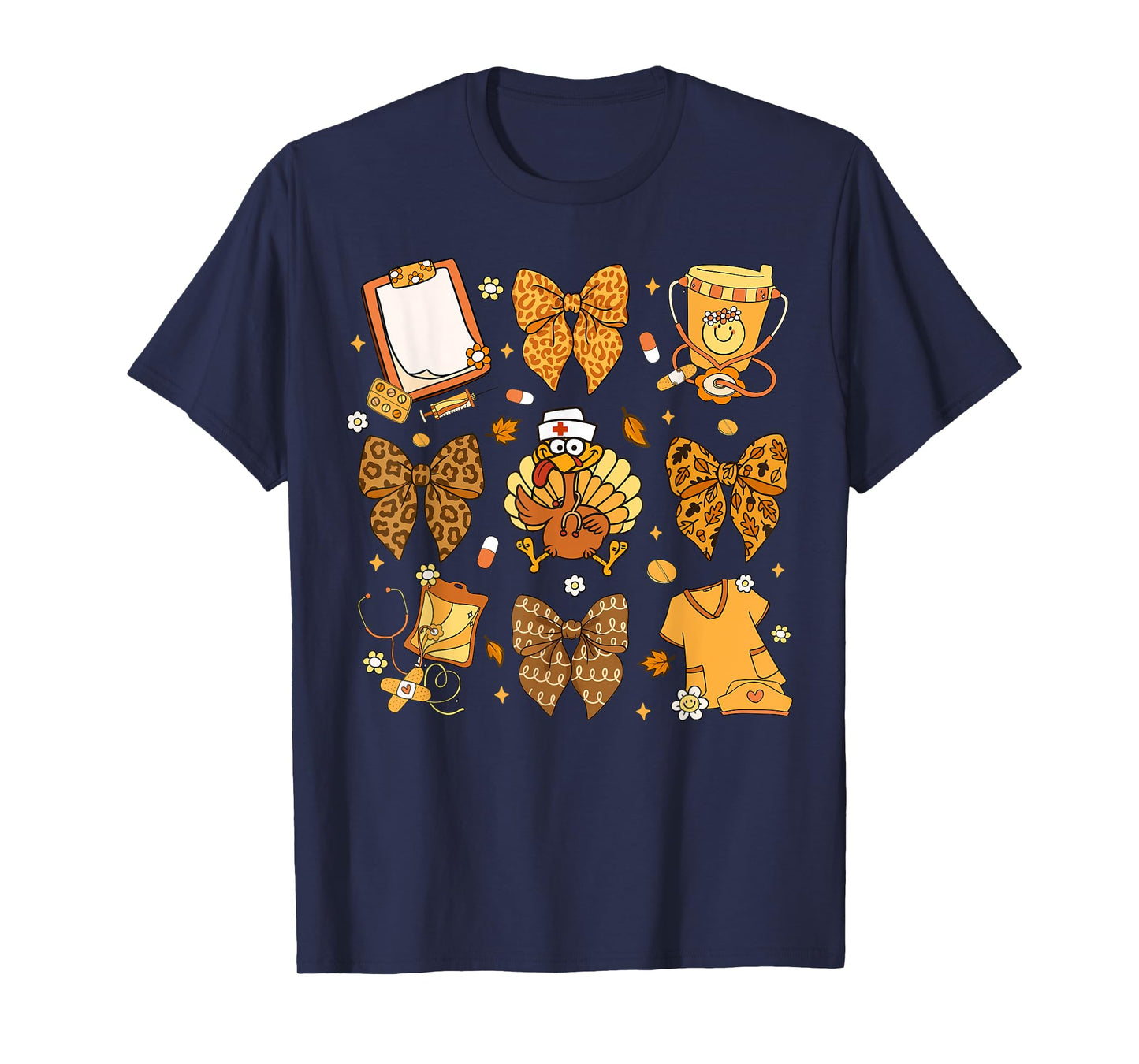 Thanksgiving Nurse Turkey Coquette Bow Autumn Men Women Kids T-Shirt