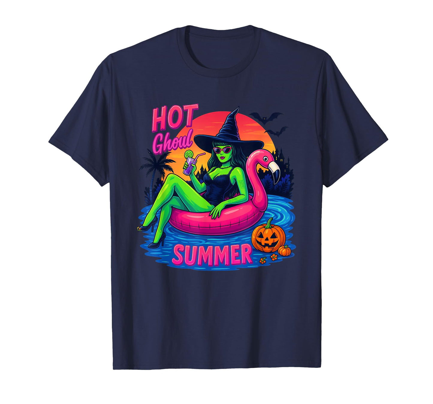 Funny HOT GHOUL SUMMER Summerween Vibes Skeleton Ice Cream T-Shirt
