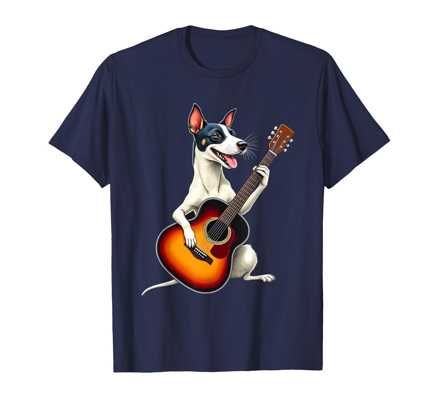 Rat Terrier Dog Playing Guitar Design Funny Rat Terrier T-Shirt