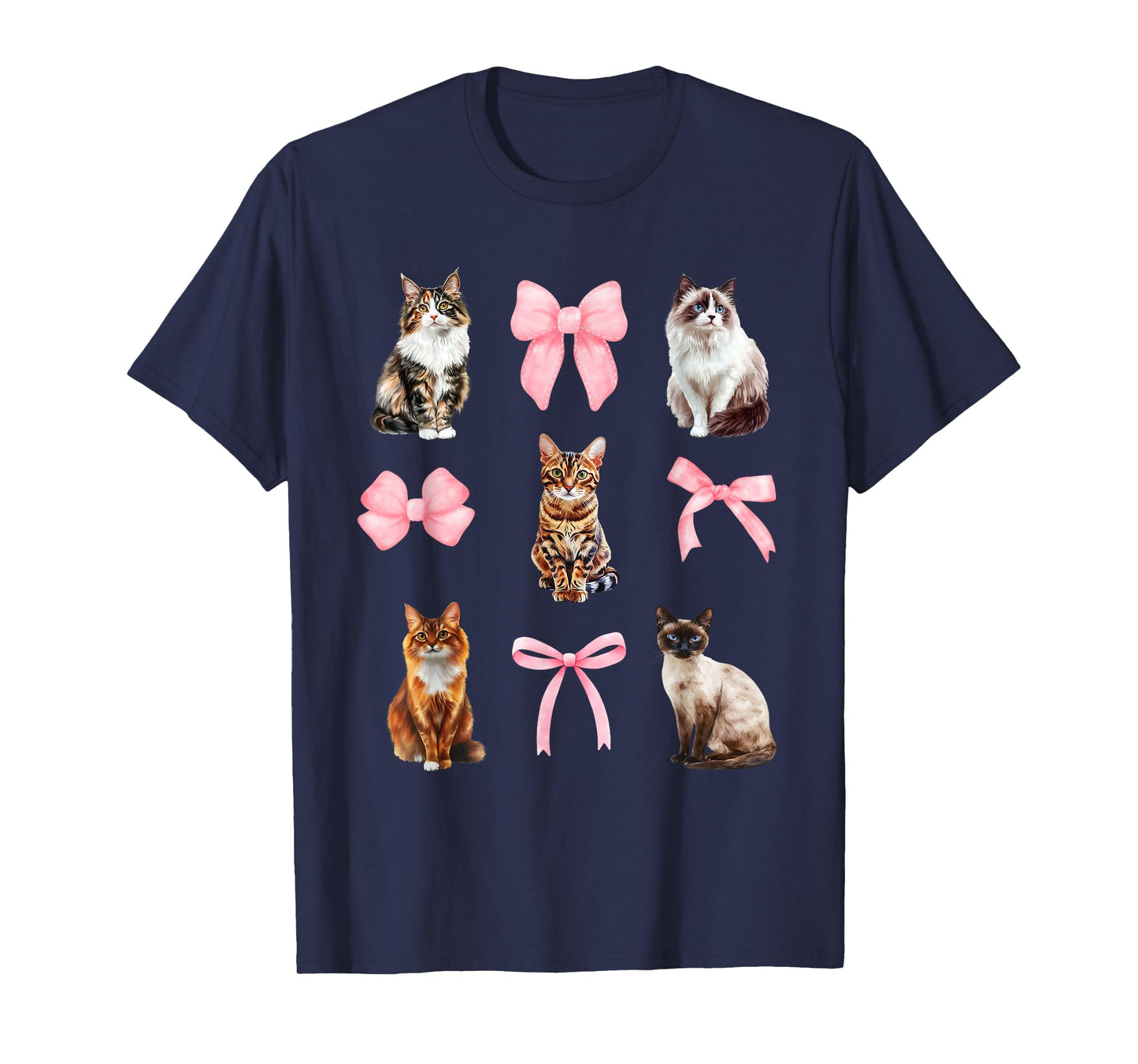 Cute Cat Coquette and Pink Bows for Cat Lovers T-Shirt