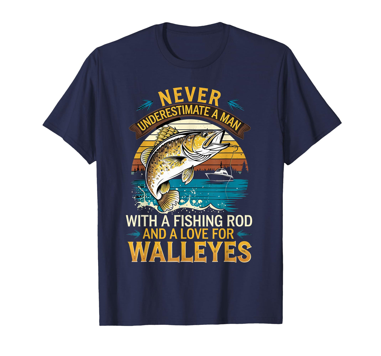 Angler Fisherman Never Underestimate A Man Walleye Fishing T-Shirt