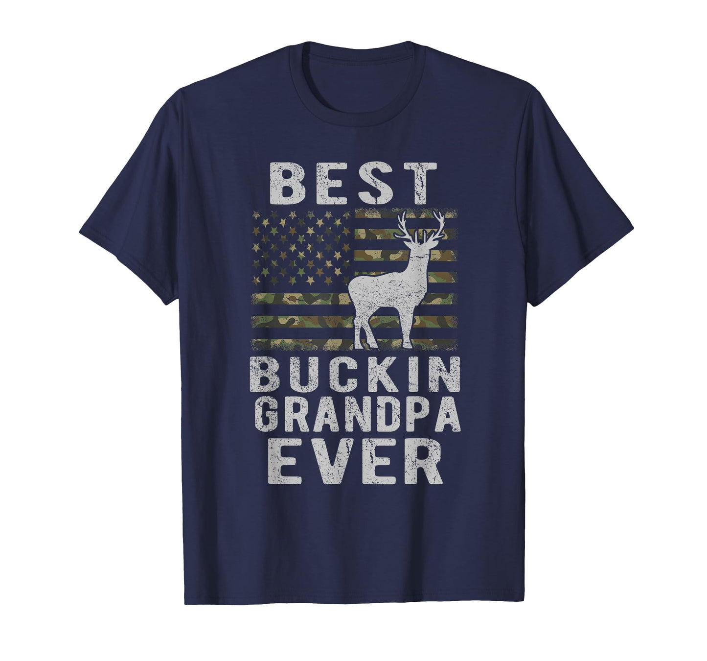 Best Bucking Grandpa Ever Camouflage US Flag Deer Hunting T-Shirt