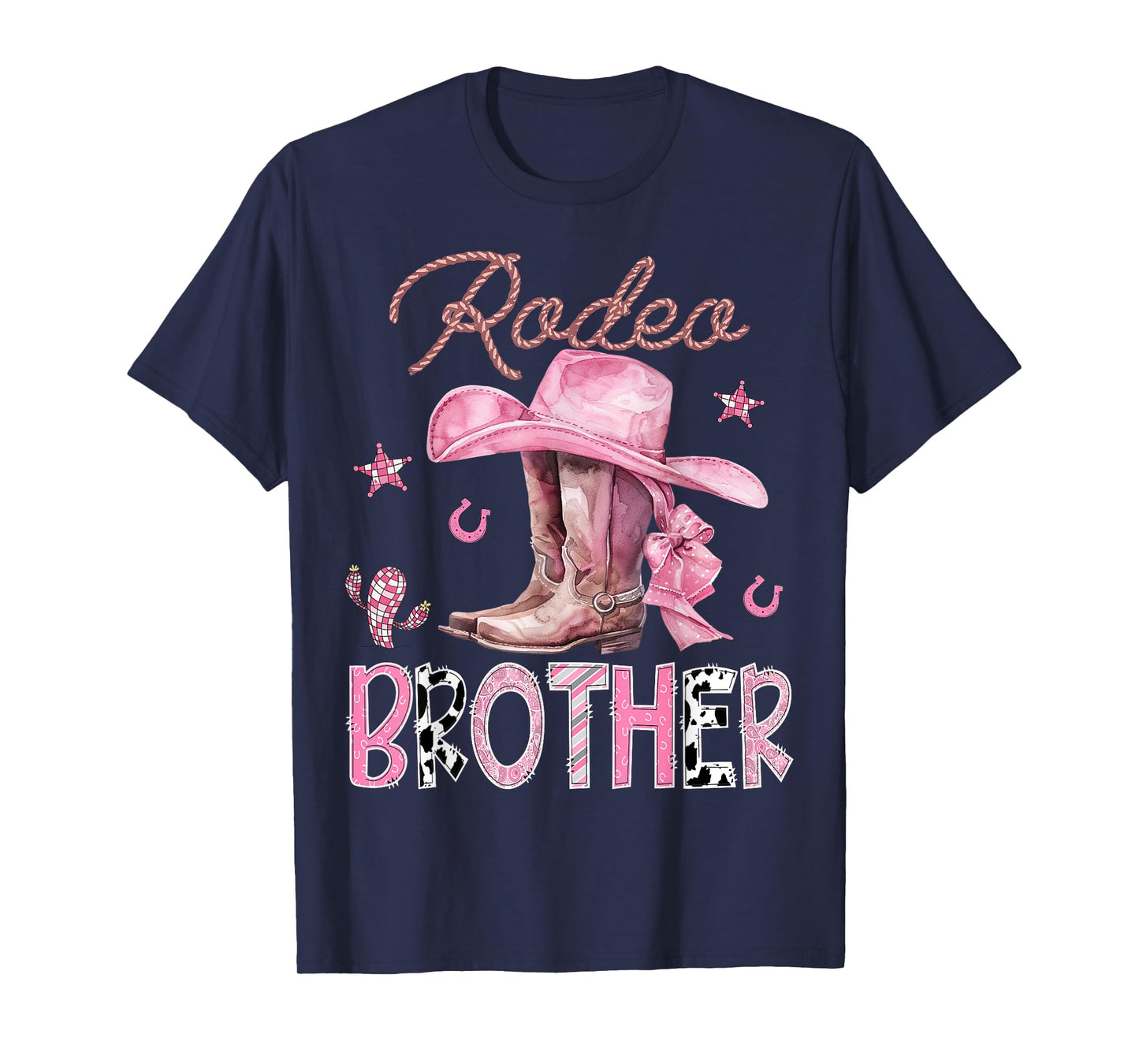 Rodeo Brother Pink Boots Coquette CowGirl Birthday Party T-Shirt