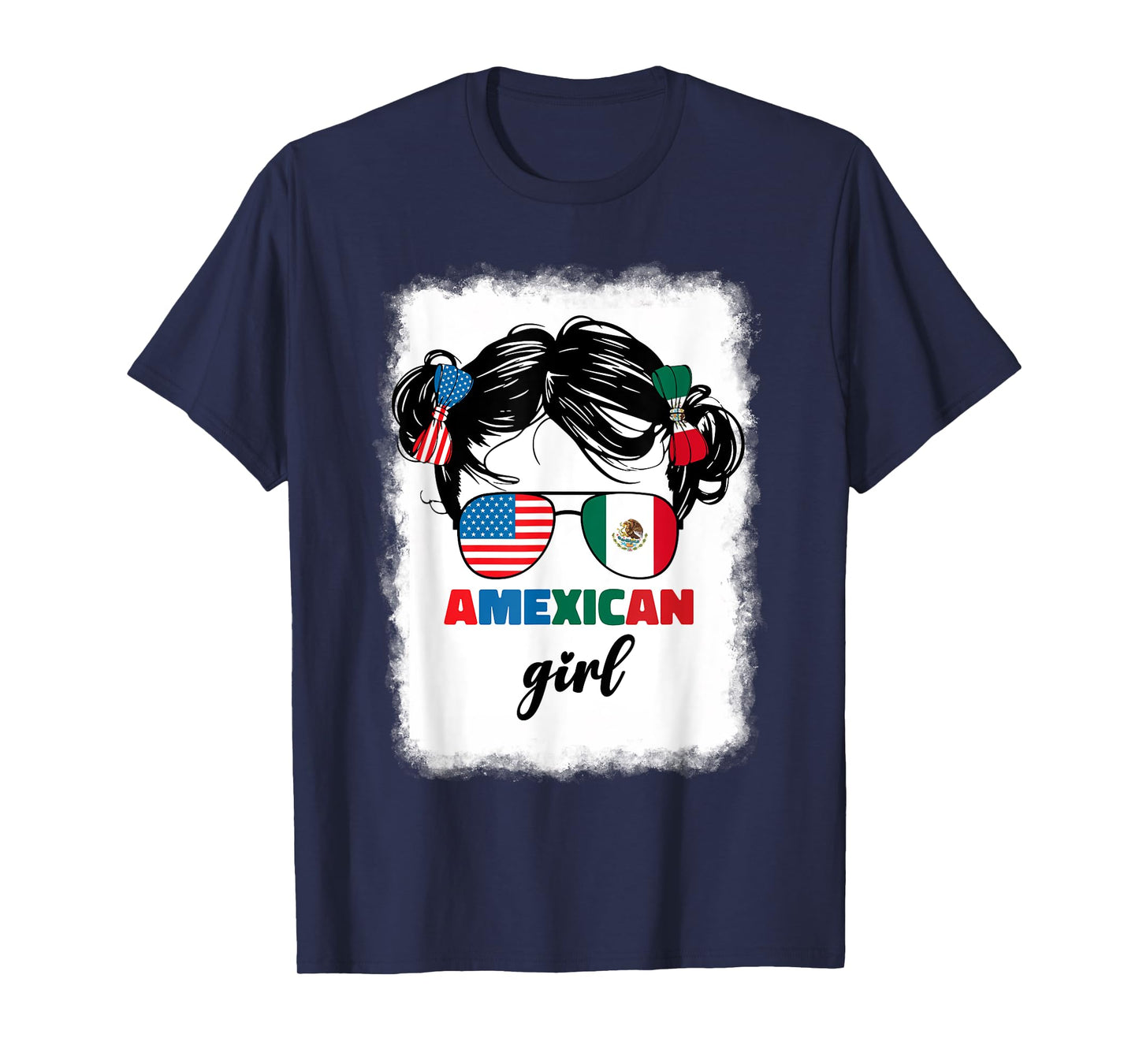 Half Mexican And American Mexico America Usa Flag Kids Girls T-Shirt