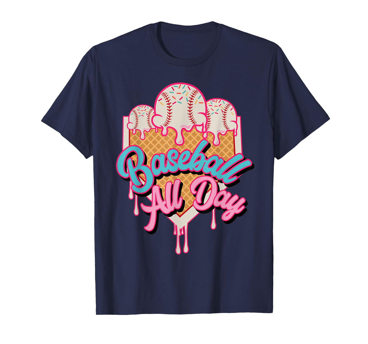 Baseball All Day Baseball Home Plate Ice Cream Drip T-Shirt