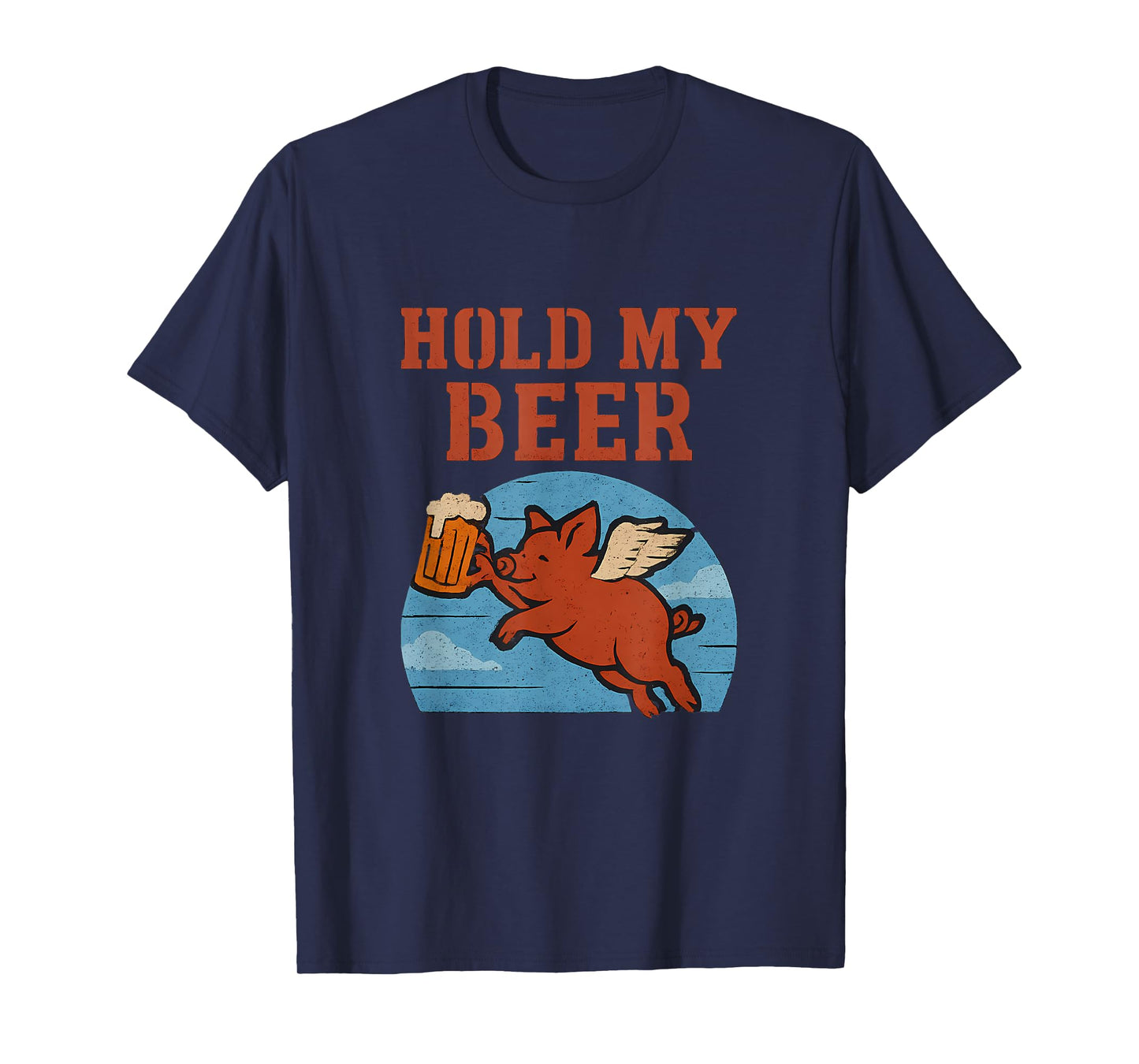 Hold My Beer Flying Pig Barnyard Humor Graphic T-Shirt